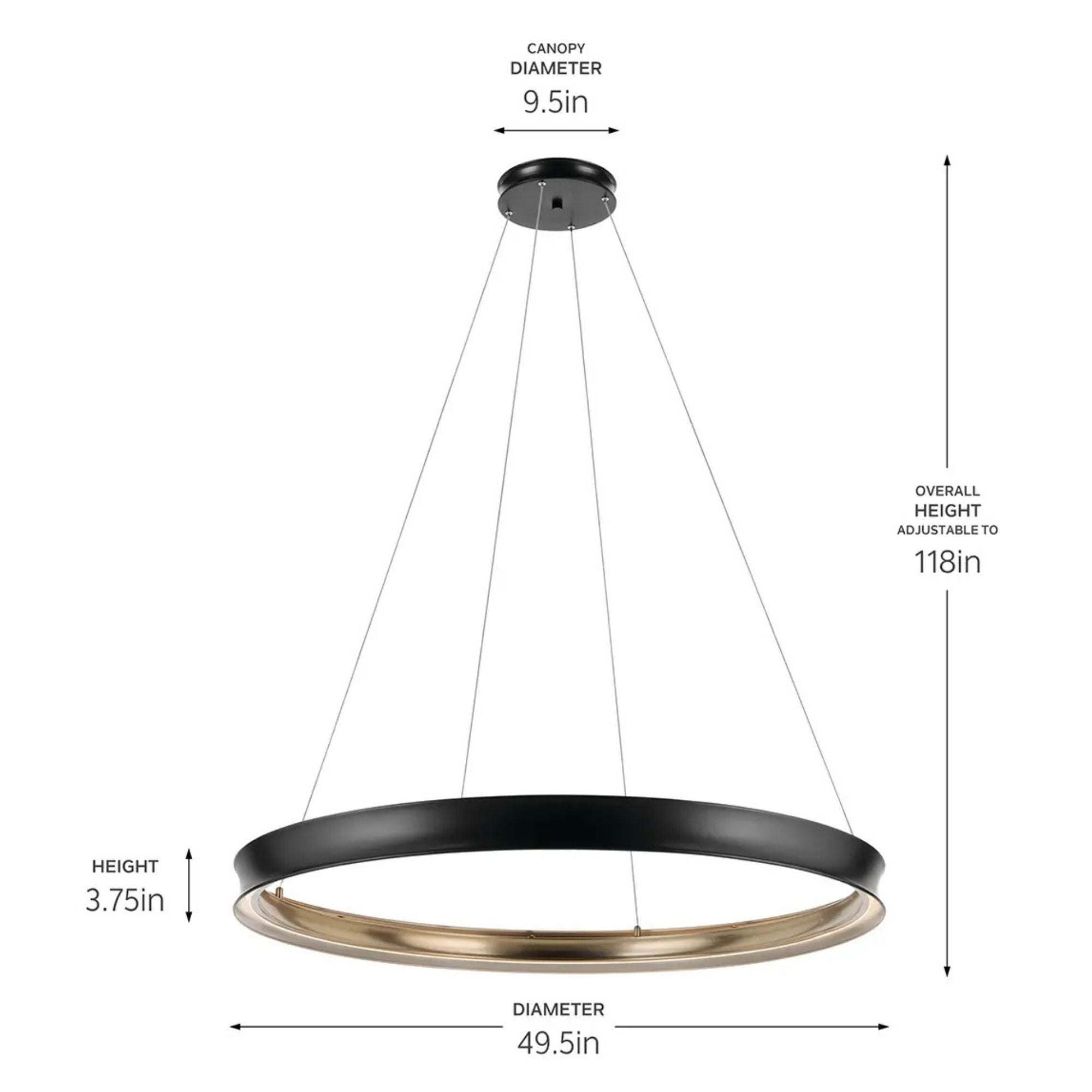 Kichler Larousse 49.5 in. Integrated LED Chandelier, Black & Champagne Bronze with White Diffuser