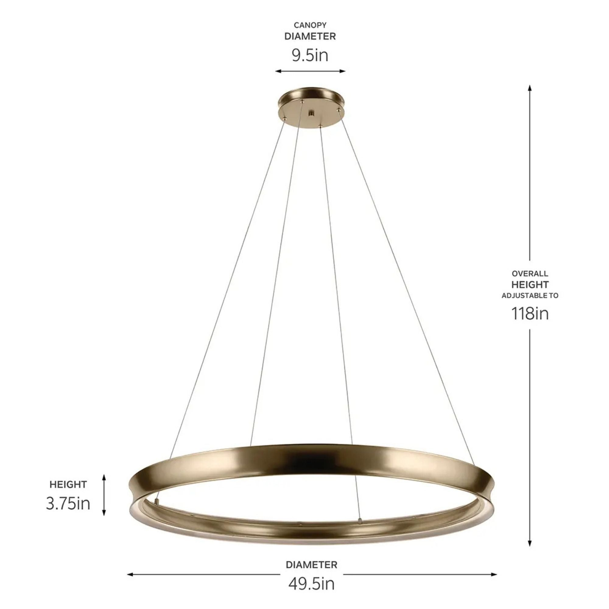 Kichler Larousse 49.5' 1-Light Chandelier, Champagne Bronze with White Diffuser