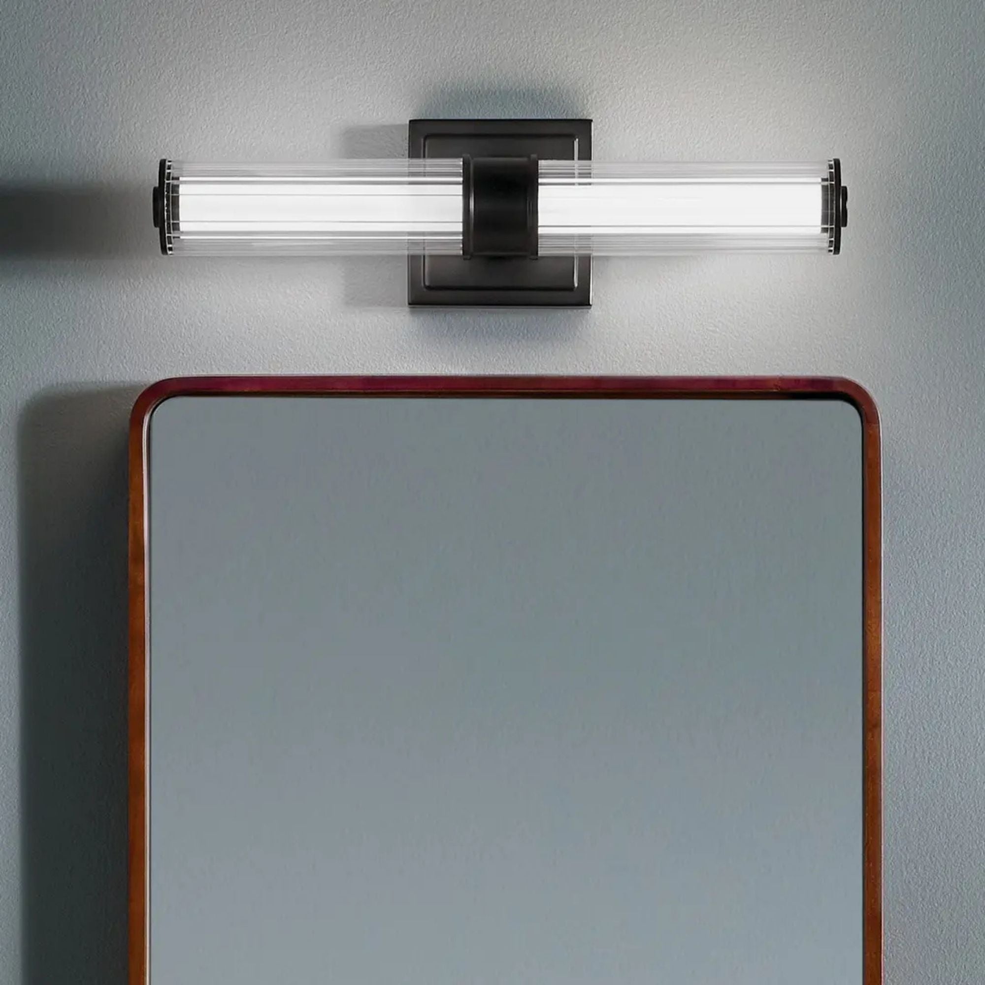 Kichler Lighting - Laurene 19" LED Linear Bath Vanity, Black Finish, Fluted Glass | Bees Lighting