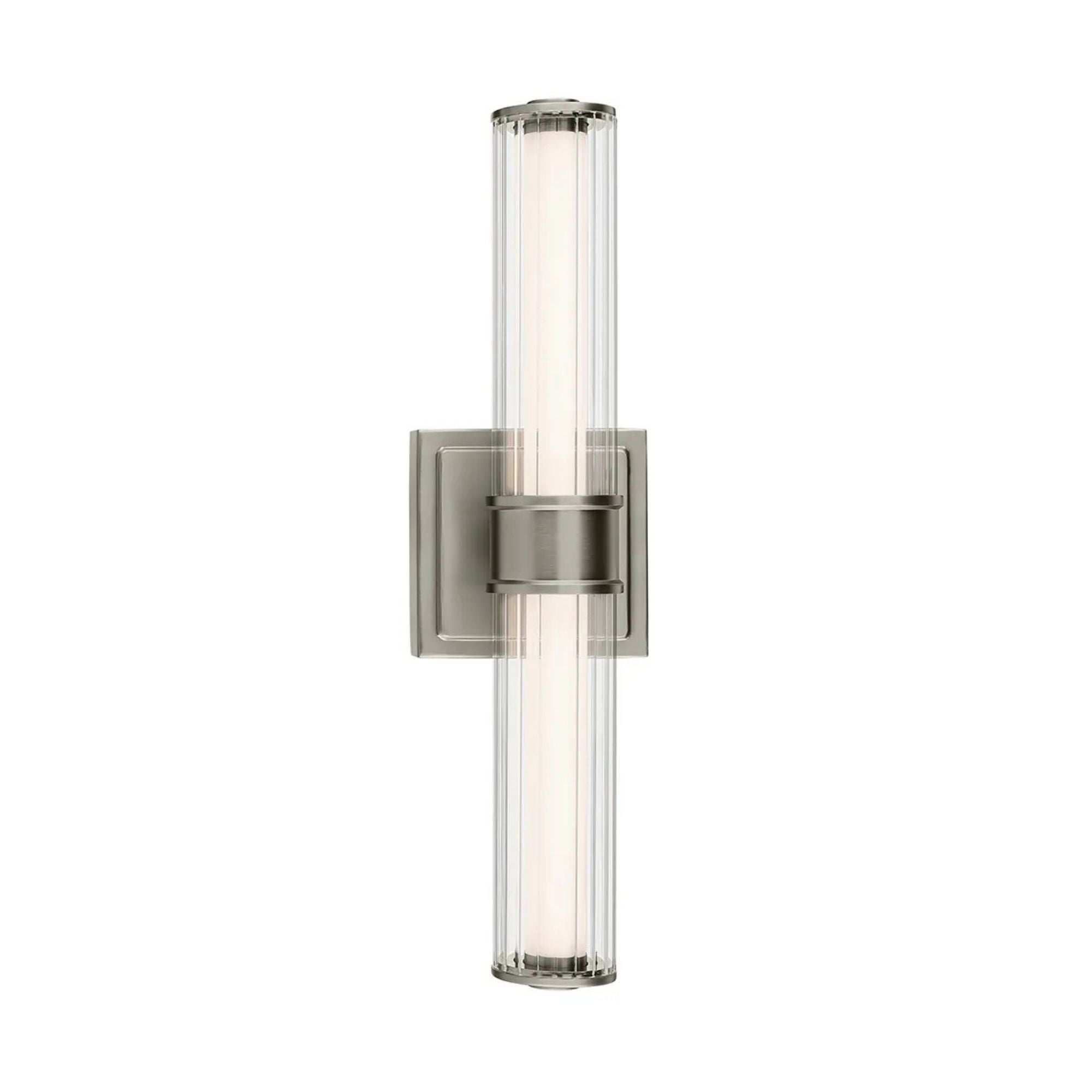 Laurene 19" LED Linear Bath Vanity, Brushed Nickel Finish, Fluted Glass