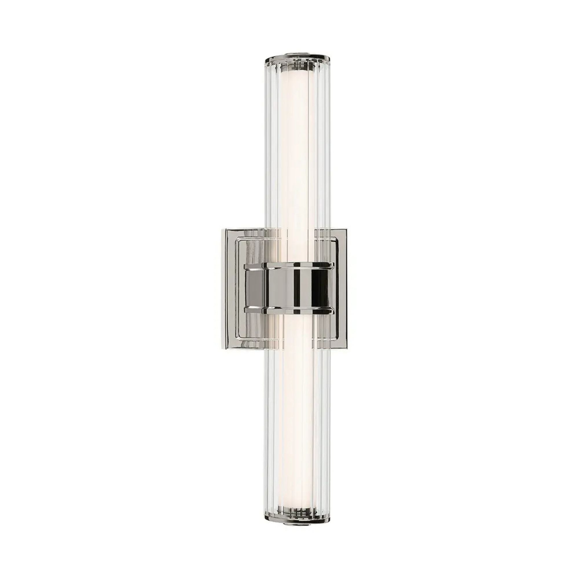 Laurene 19" LED Linear Bath Vanity, Polished Nickel Finish, Fluted Glass
