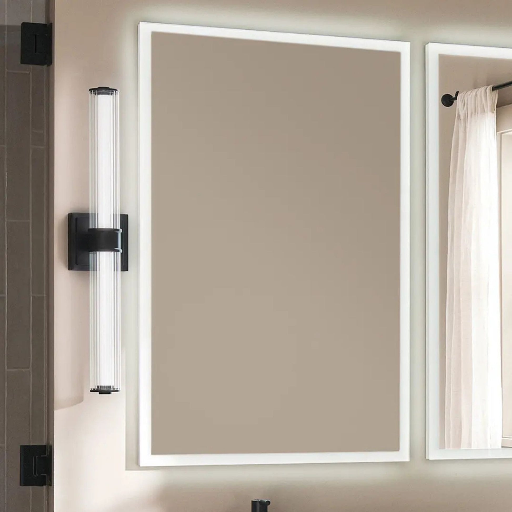 Kichler Lighting - Laurene 27" LED Linear Bath Vanity, Black Finish, Fluted Glass | Bees Lighting