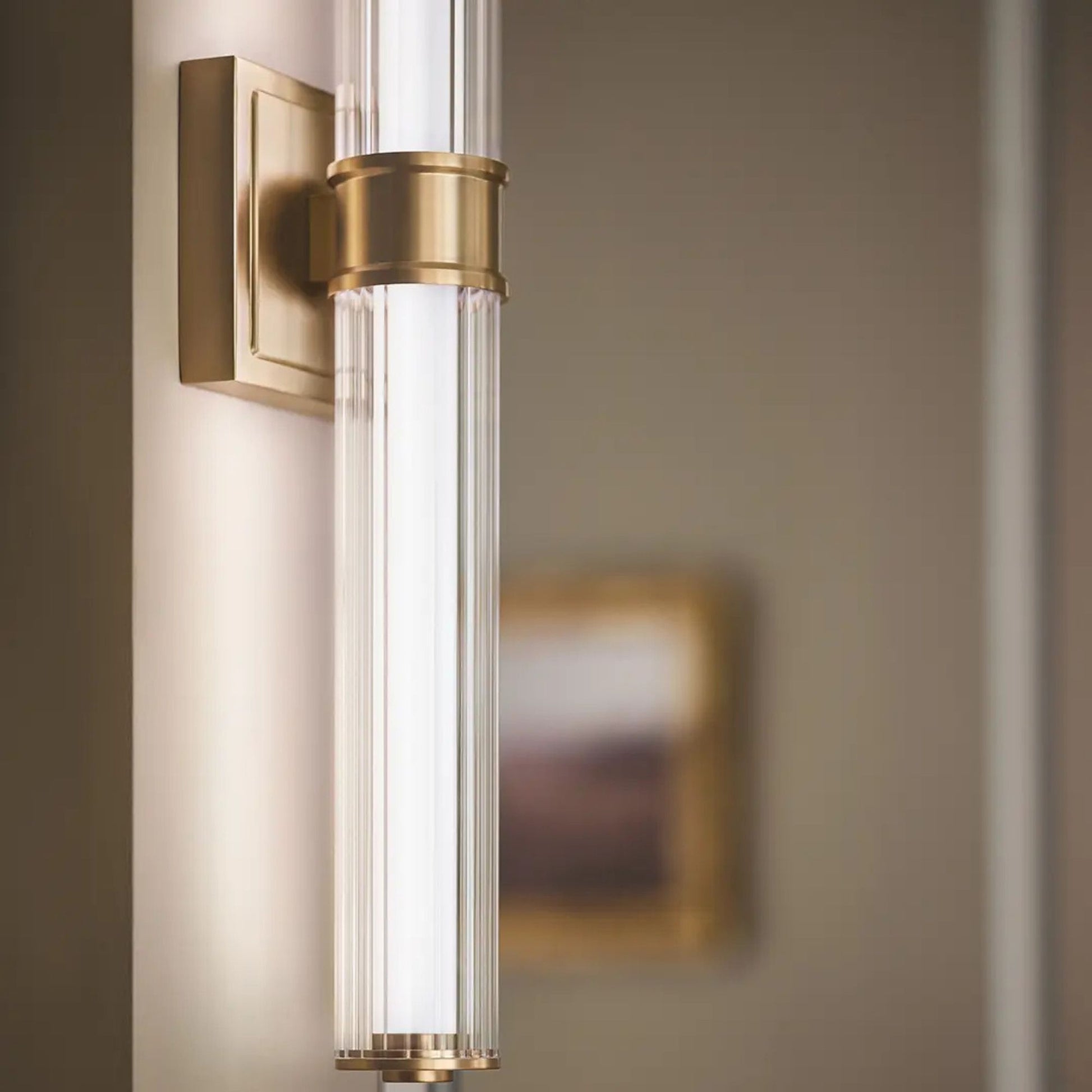 Kichler Lighting - Laurene 27" LED Linear Bath Vanity, Champagne Bronze Finish, Fluted Glass | Bees Lighting