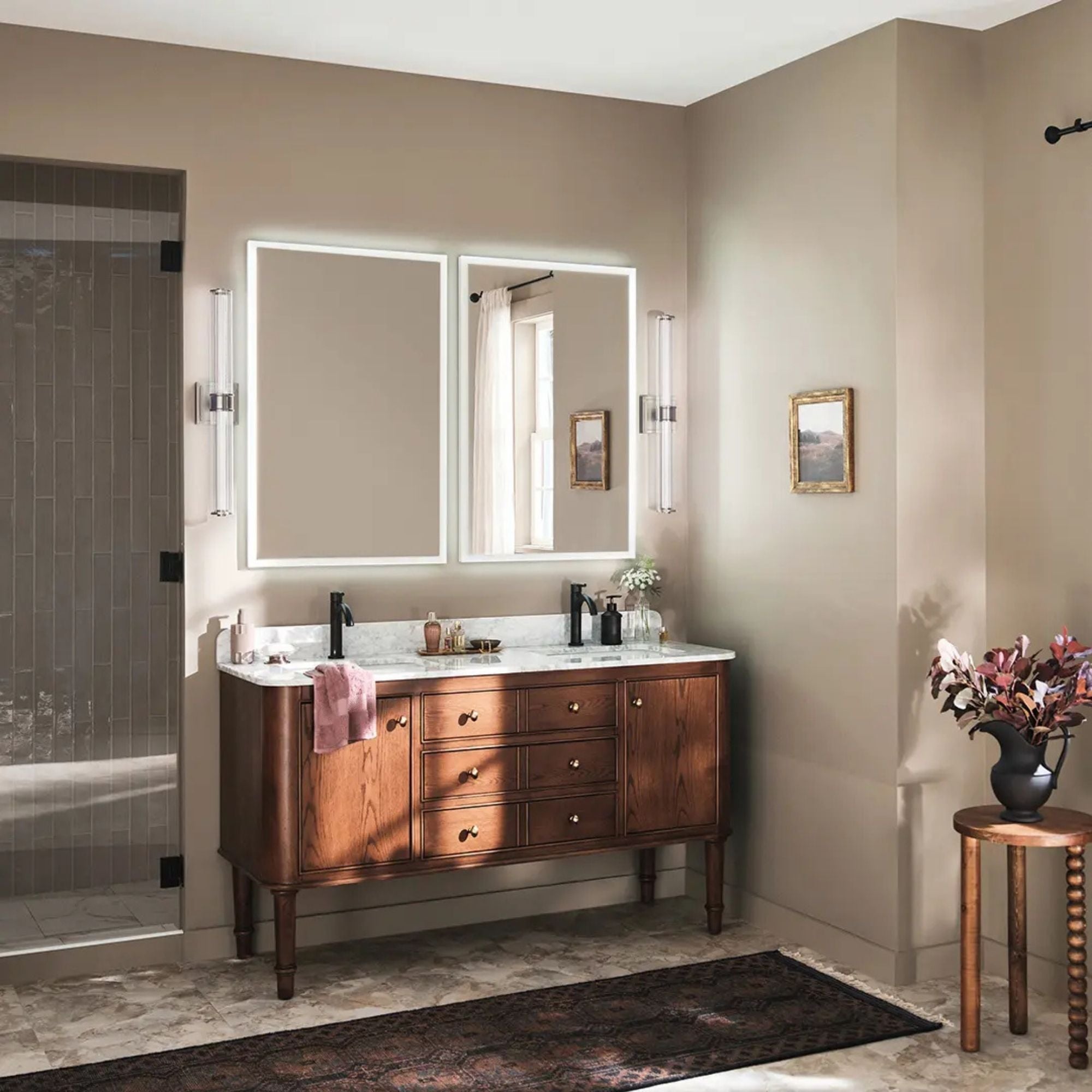 Kichler Lighting - Laurene 27" LED Linear Bath Vanity, Champagne Bronze Finish, Fluted Glass | Bees Lighting