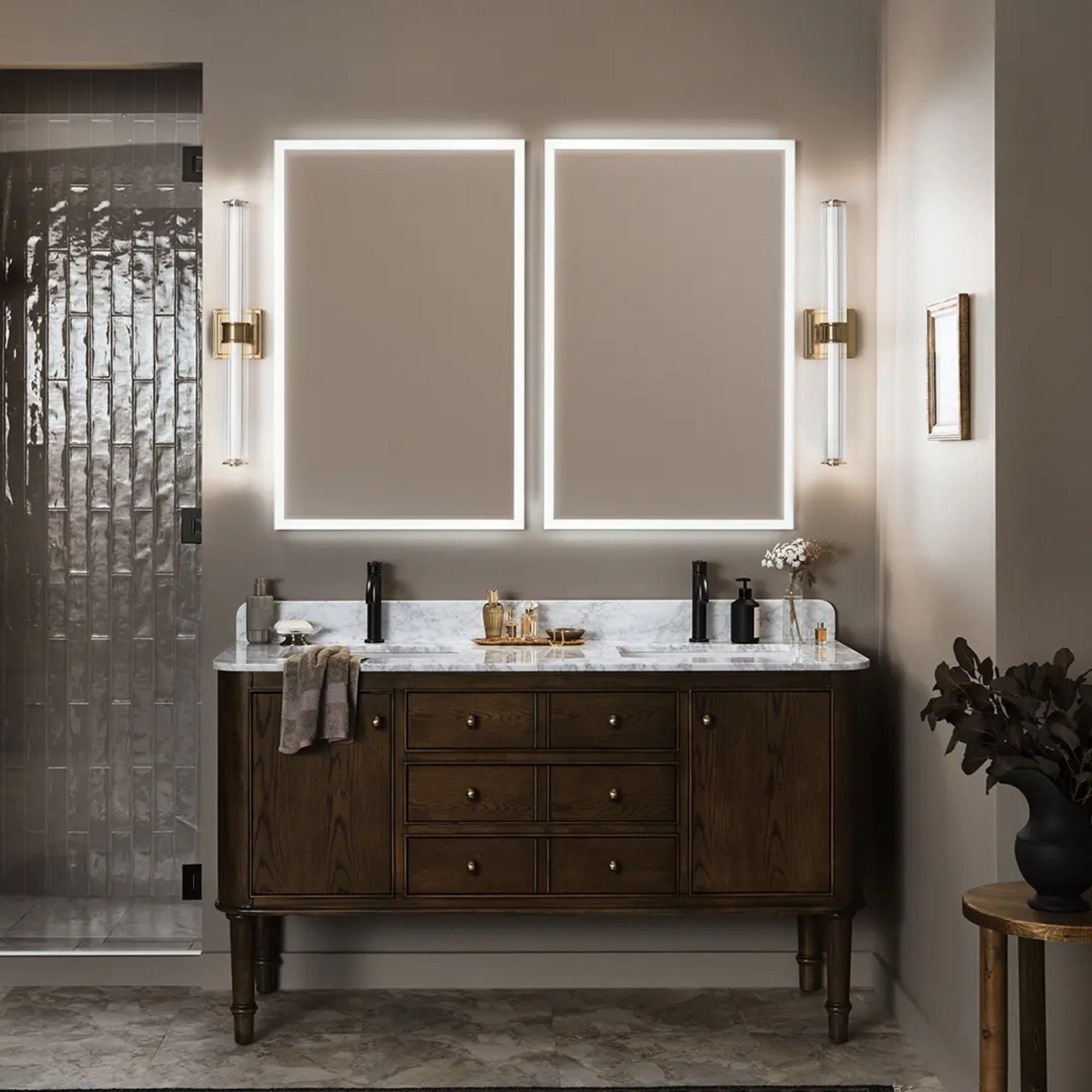 Kichler Lighting - Laurene 27" LED Linear Bath Vanity, Champagne Bronze Finish, Fluted Glass | Bees Lighting