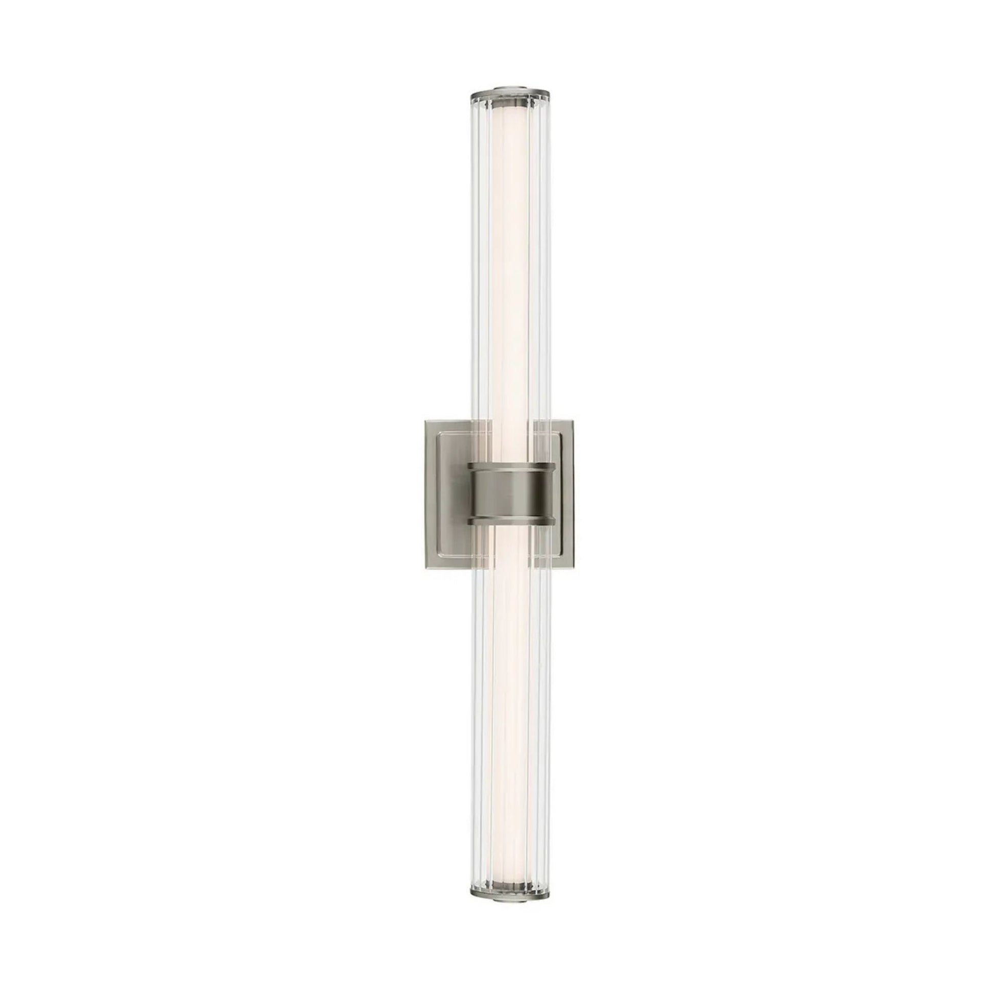 Kichler Lighting - Laurene 27" LED Linear Bath Vanity, Brushed Nickel Finish, Fluted Glass | Bees Lighting
