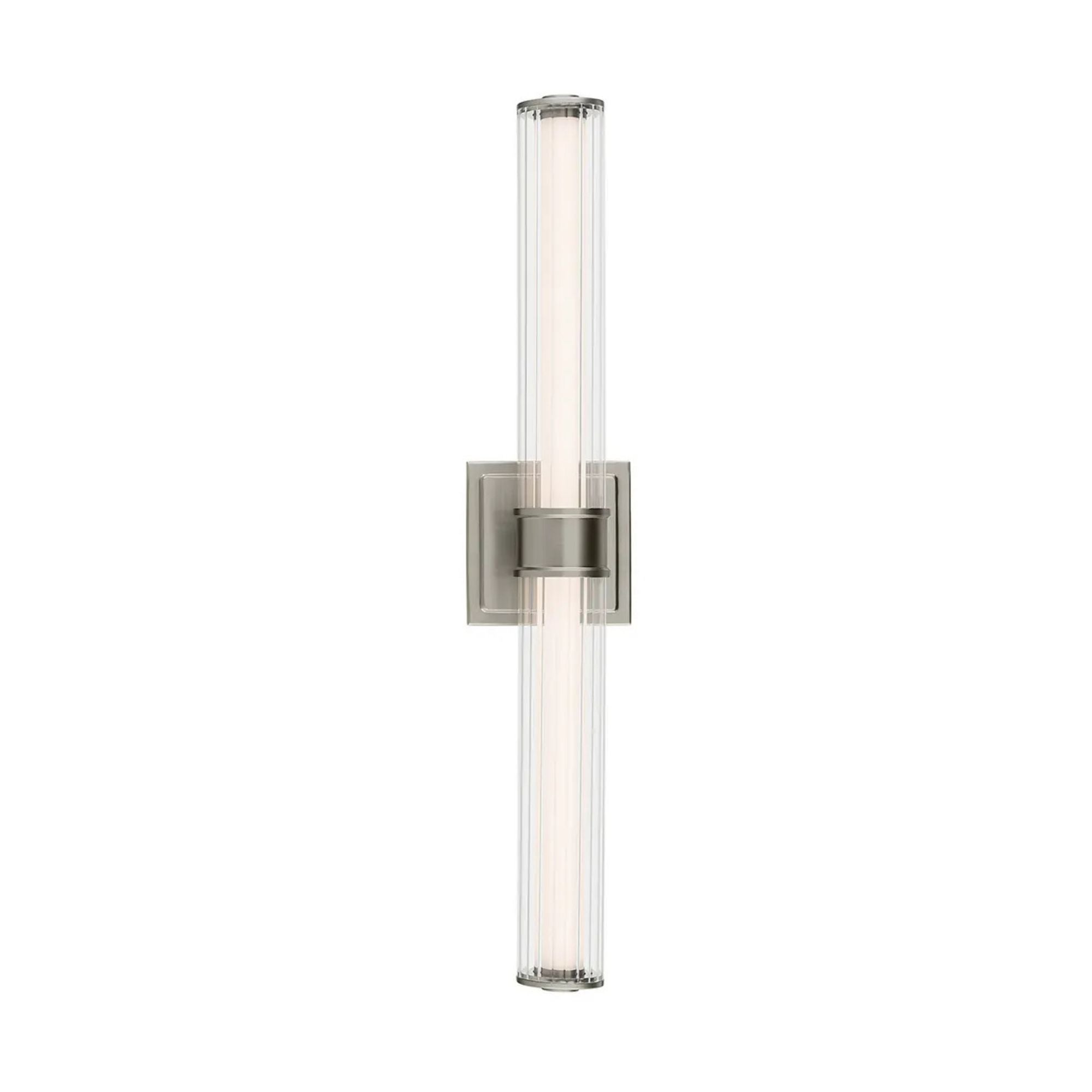 Kichler Lighting - Laurene 27" LED Linear Bath Vanity, Brushed Nickel Finish, Fluted Glass | Bees Lighting
