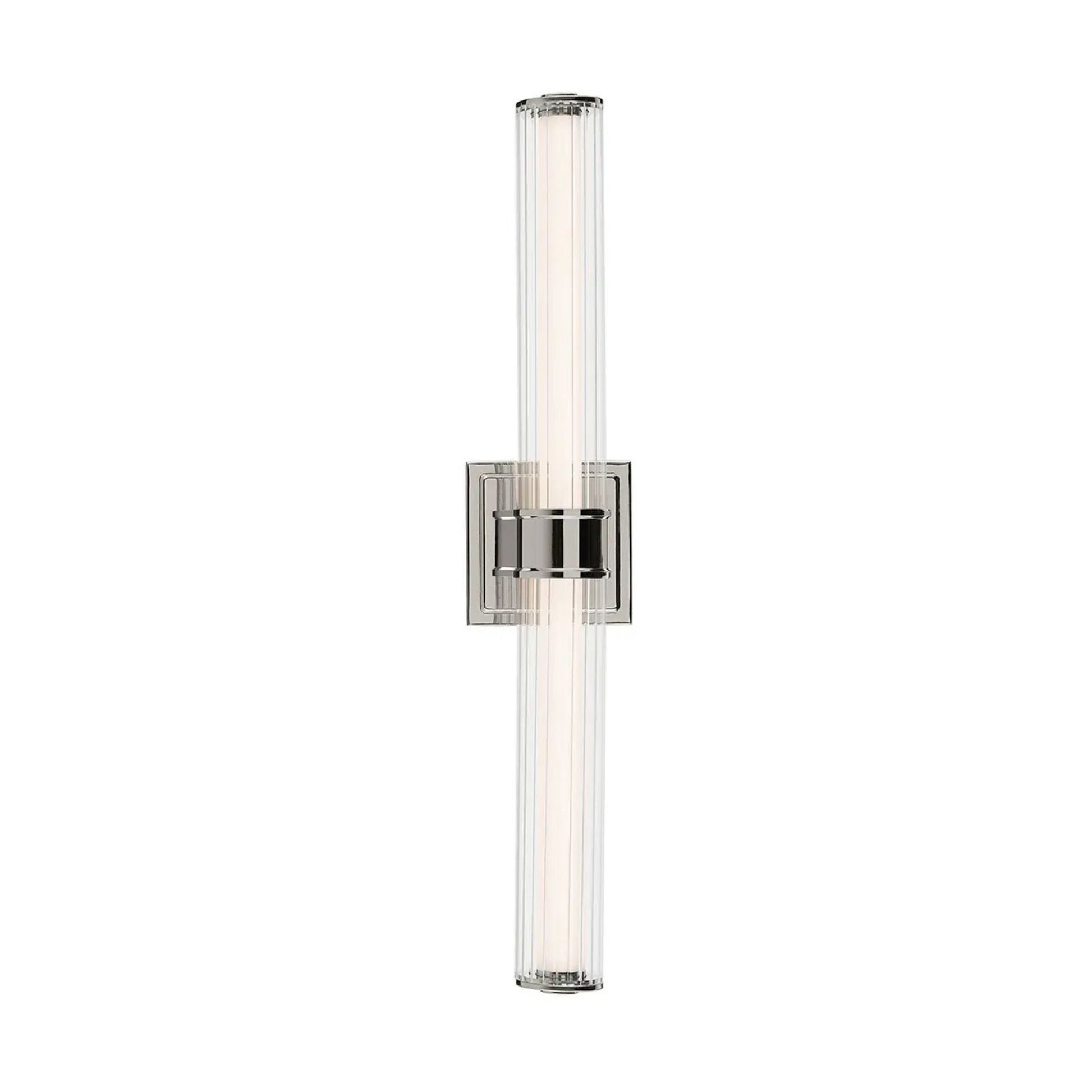 Kichler Lighting - Laurene 27" LED Linear Bath Vanity, Polished Nickel Finish, Fluted Glass | Bees Lighting