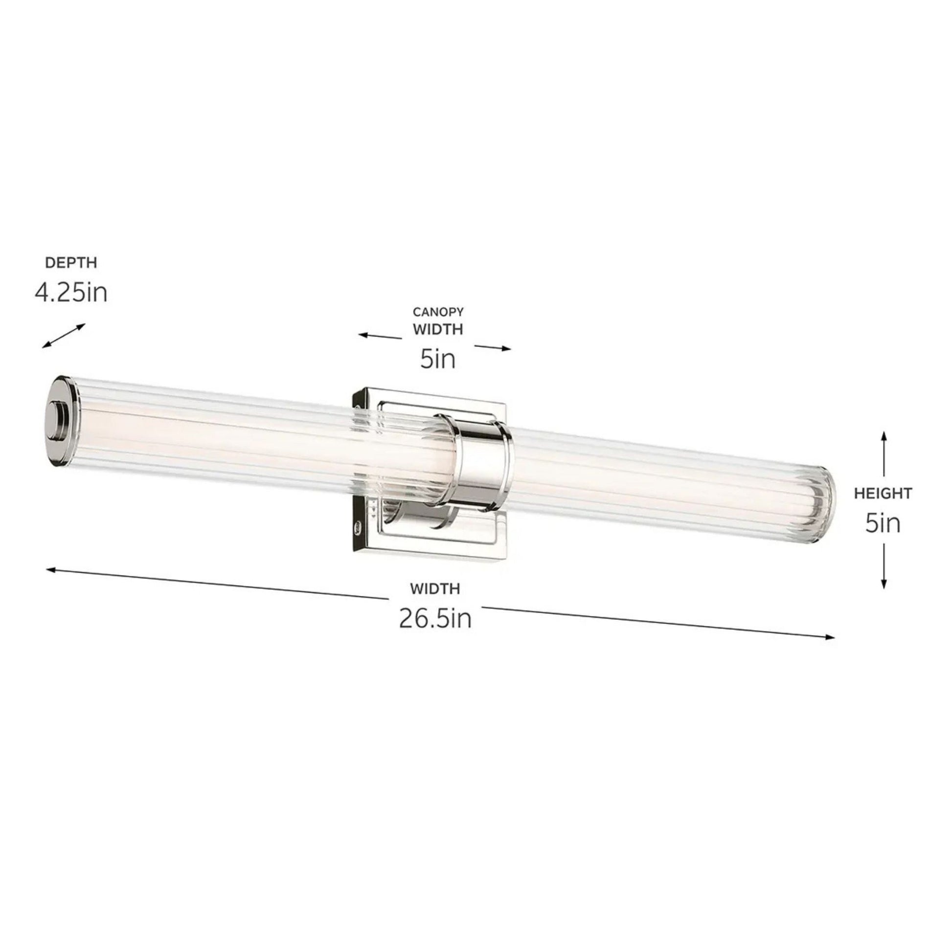 Kichler Lighting - Laurene 27" LED Linear Bath Vanity, Polished Nickel Finish, Fluted Glass | Bees Lighting