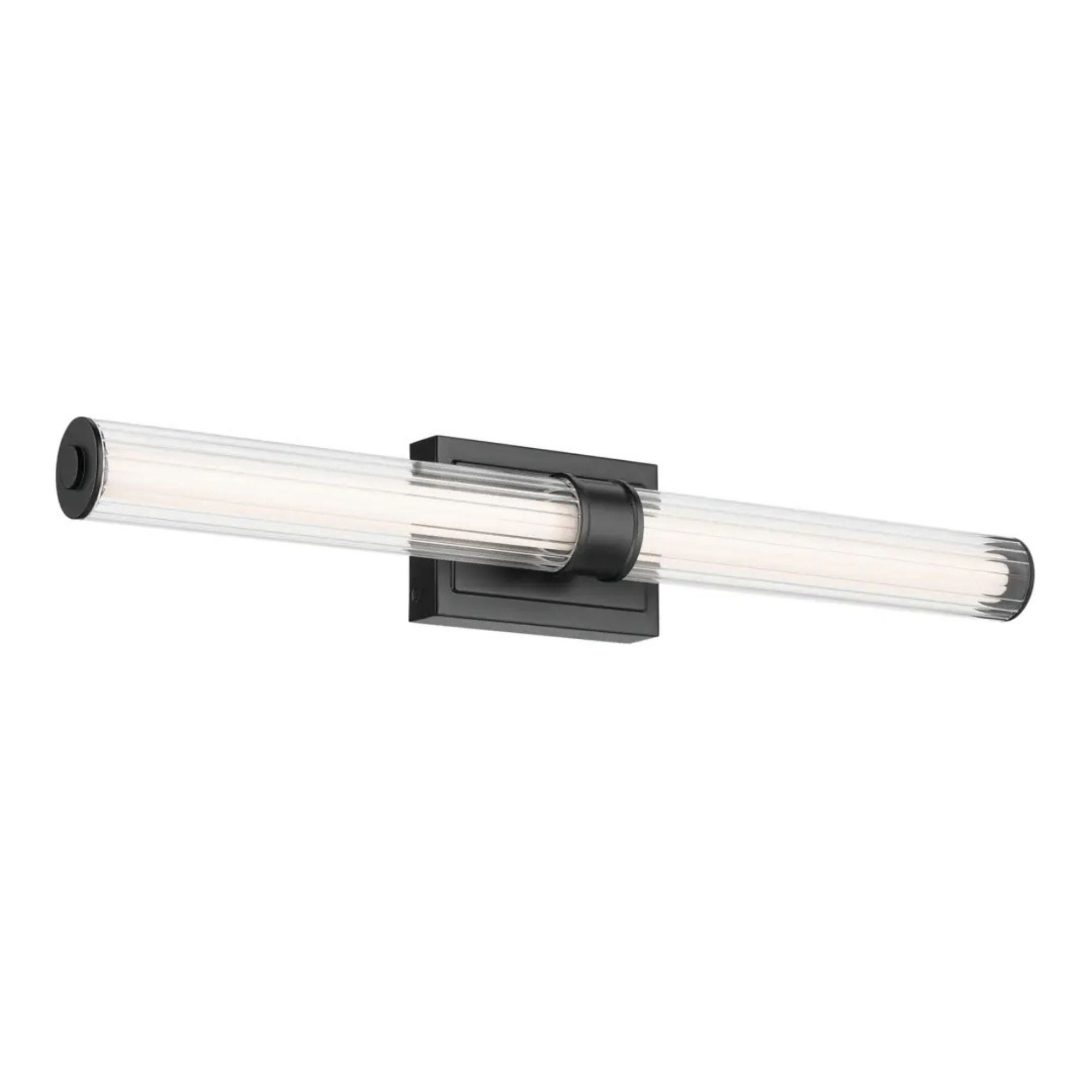 Laurene 31" LED Linear Bath Vanity, Black Finish, Fluted Glass