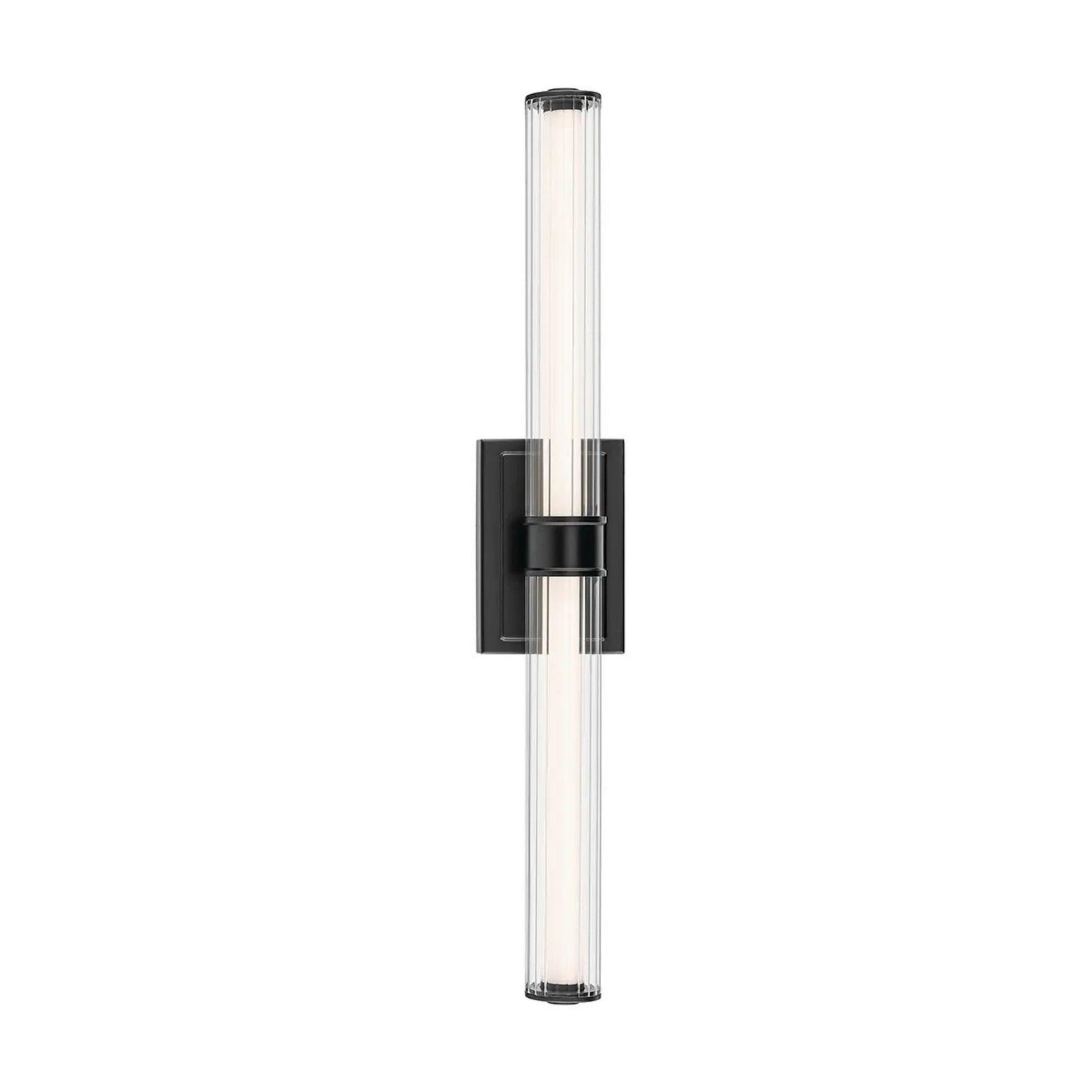 Kichler Lighting - Laurene 31" LED Linear Bath Vanity, Black Finish, Fluted Glass | Bees Lighting