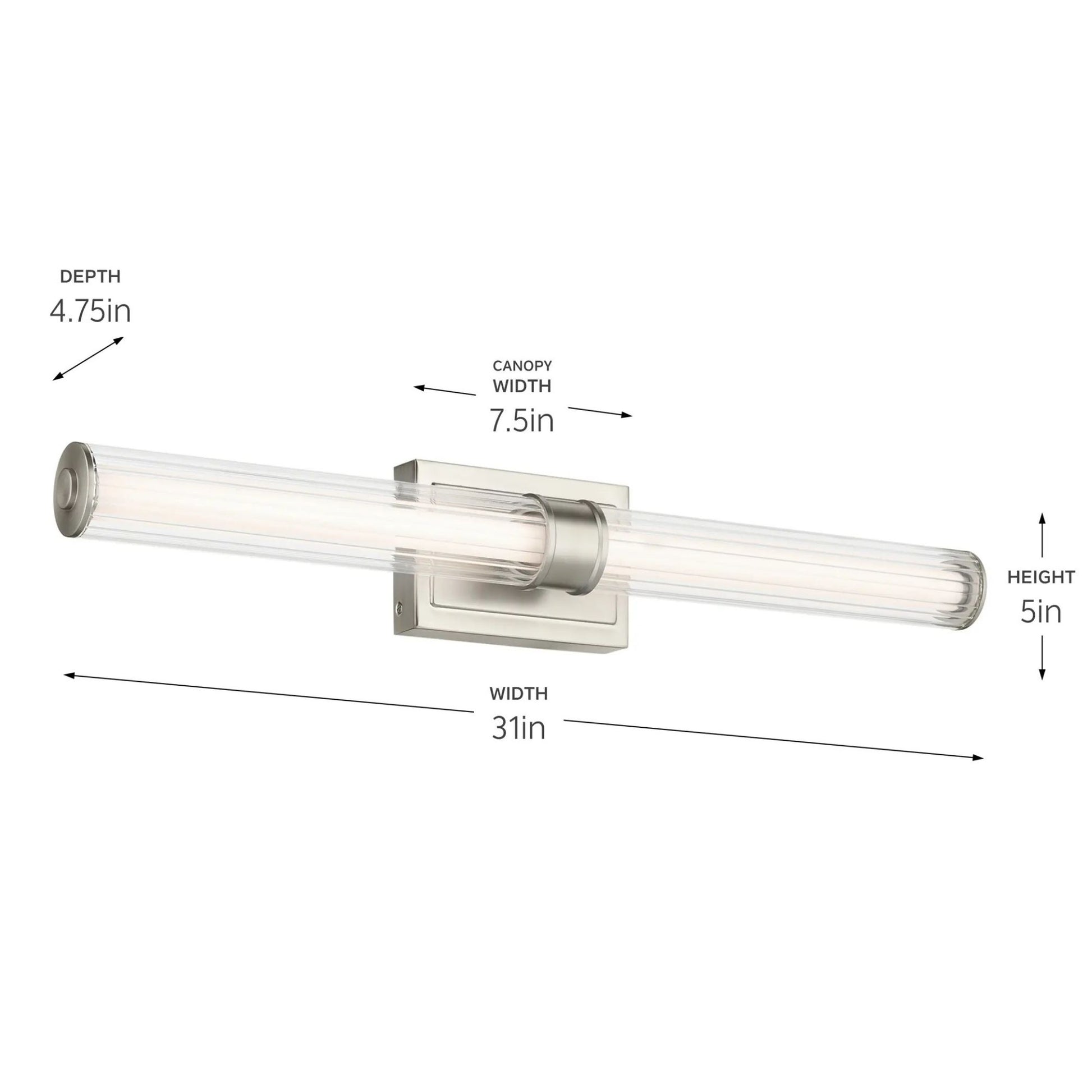 Kichler Lighting - Laurene 31" LED Linear Bath Vanity, Brushed Nickel Finish, Fluted Glass | Bees Lighting