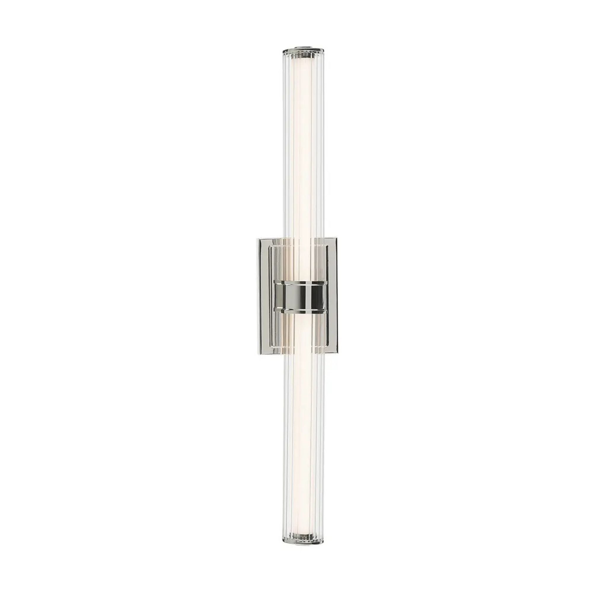 Laurene 31" LED Linear Bath Vanity, Polished Nickel Finish, Fluted Glass