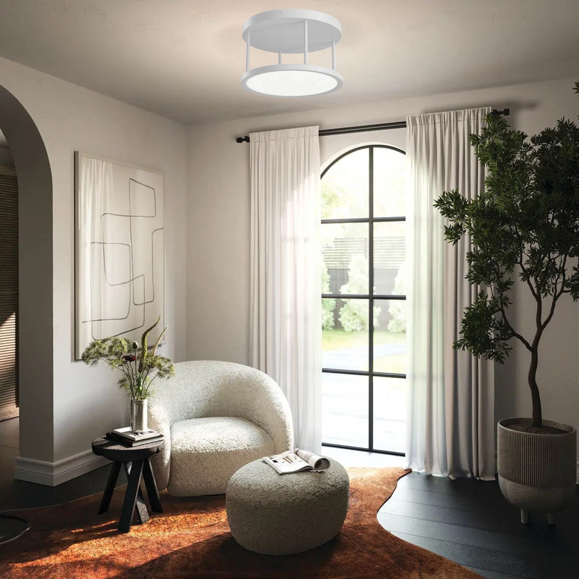Lavi 15" LED Semi-Flush Mount, White Finish