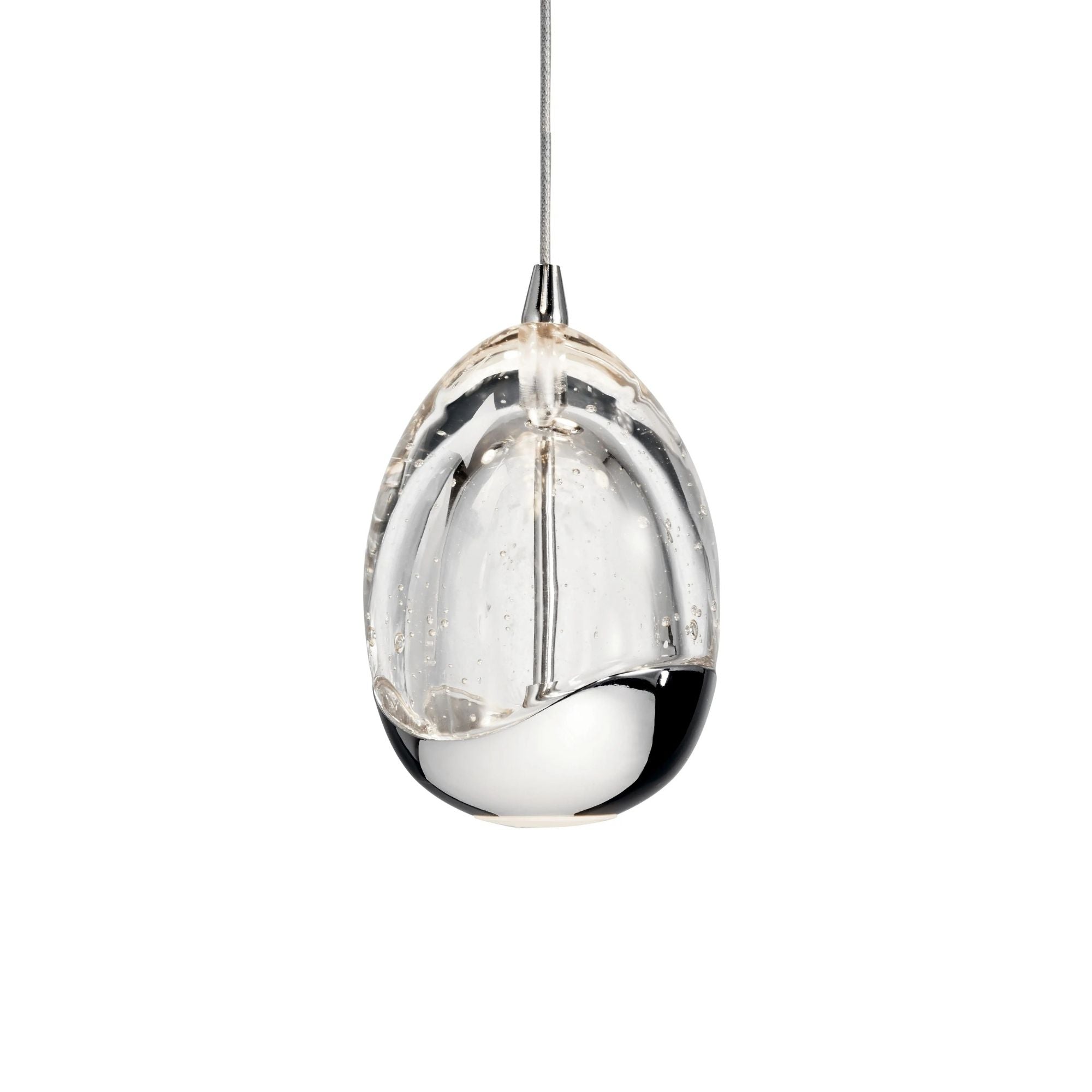 Lavinia Mini Pendant 5.5 in. LED, Chrome with Bubble Crystal & Etched Acrylic