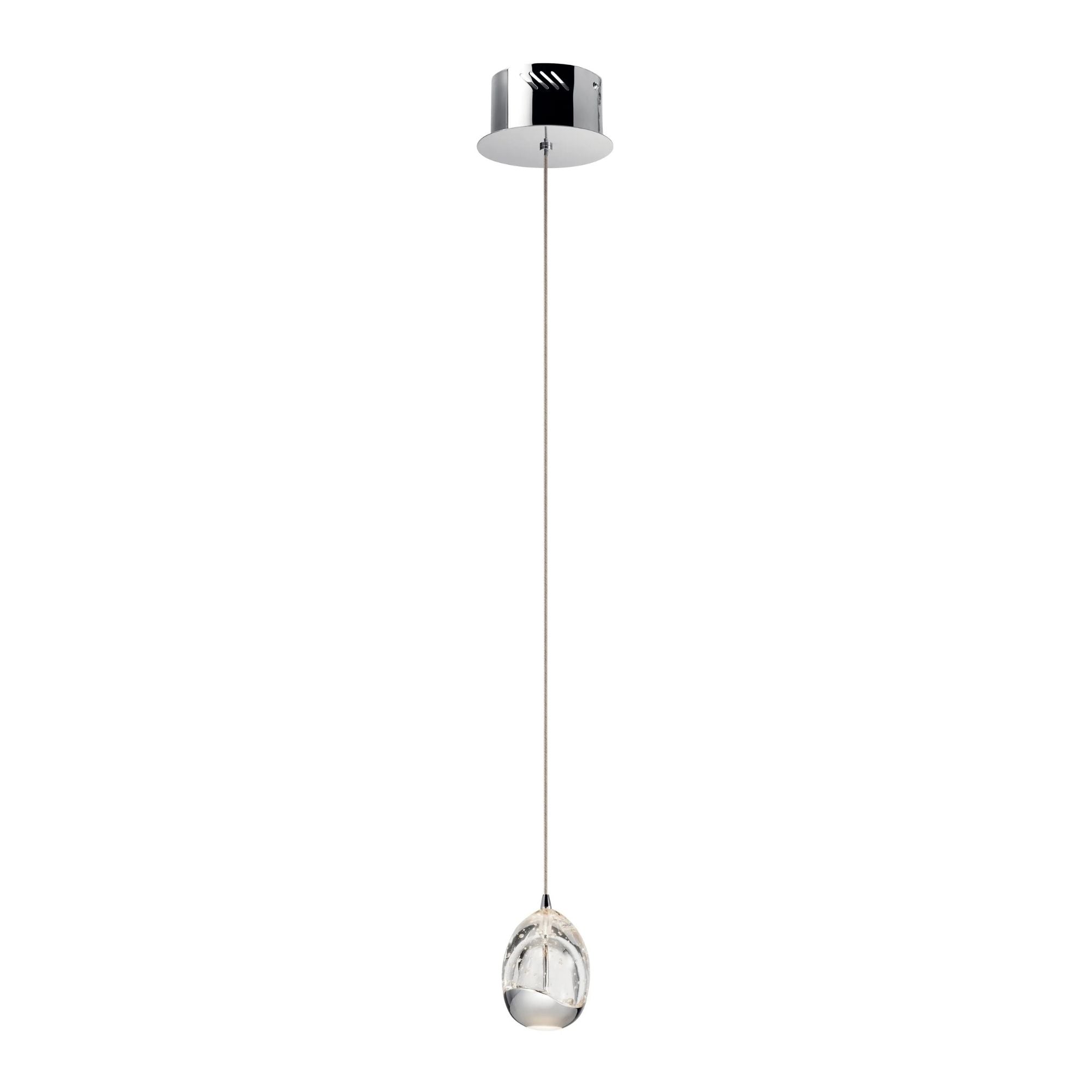 Lavinia Mini Pendant 5.5 in. LED, Chrome with Bubble Crystal & Etched Acrylic