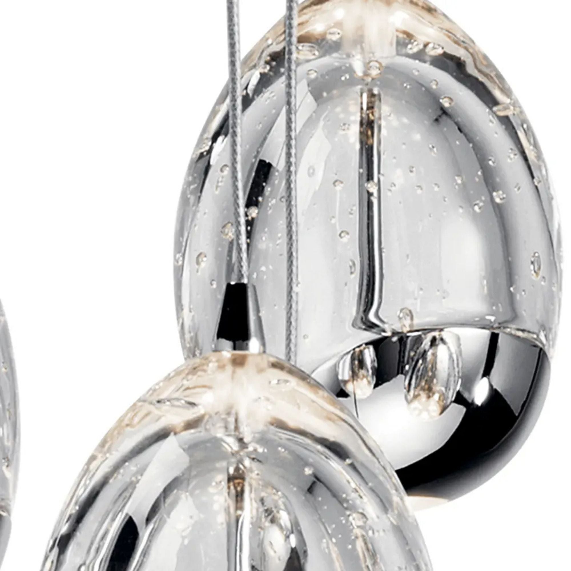 Lavinia 5-Light LED Pendant Cluster, Chrome with Bubble Crystal & Etched Acrylic