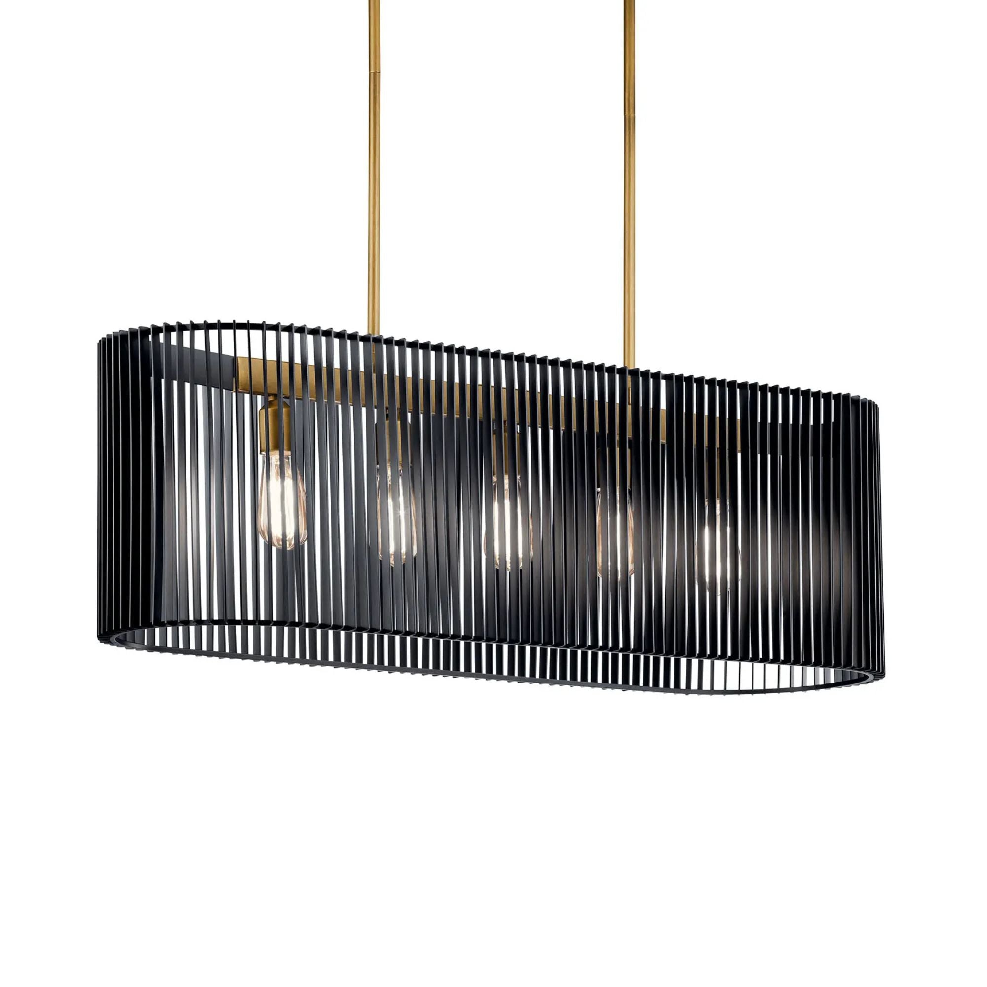 Linara 40" 5-Light Linear Chandelier, Black Finish
