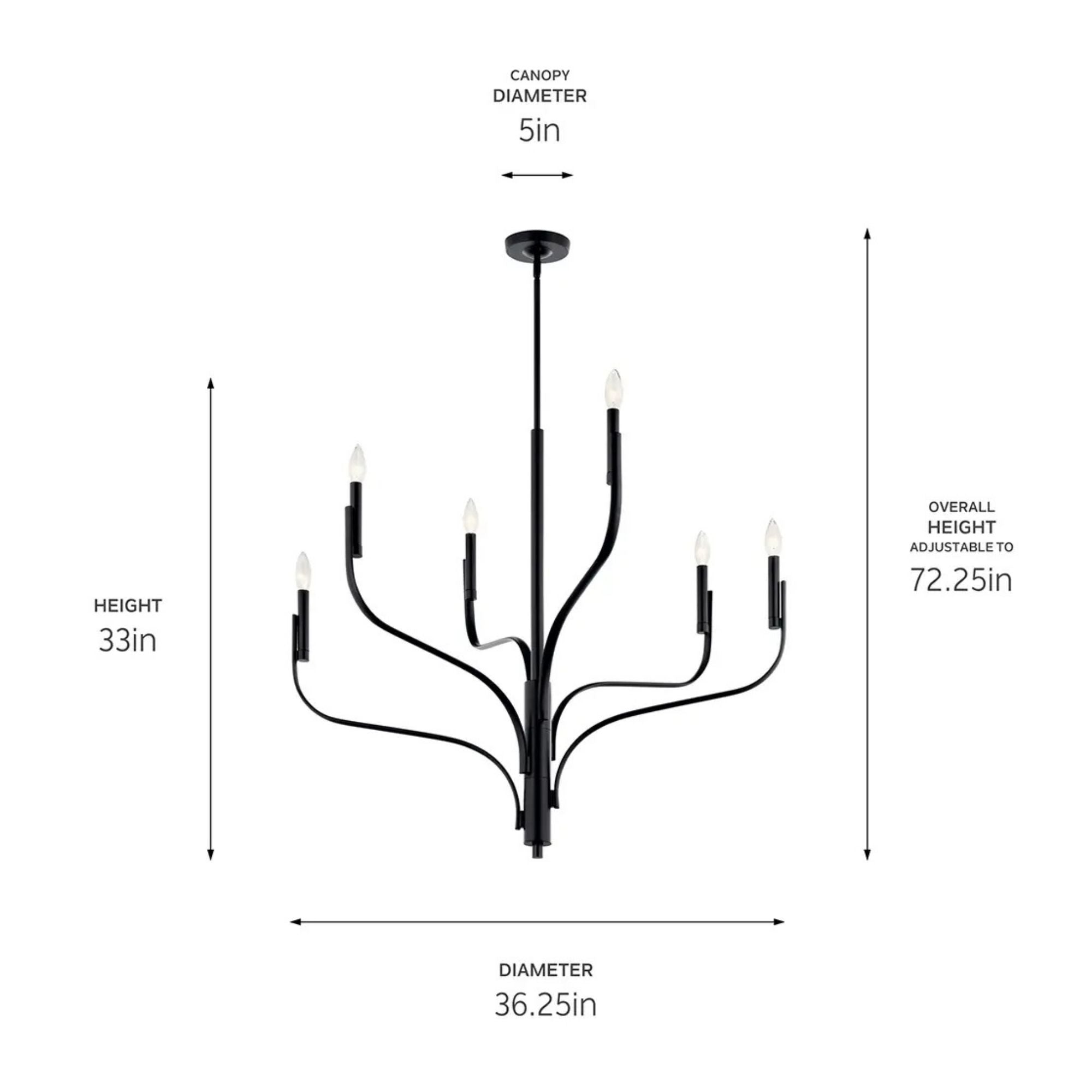 Kichler Lighting - Livadia 36" 6-Light Chandelier, Black Finish | Bees Lighting