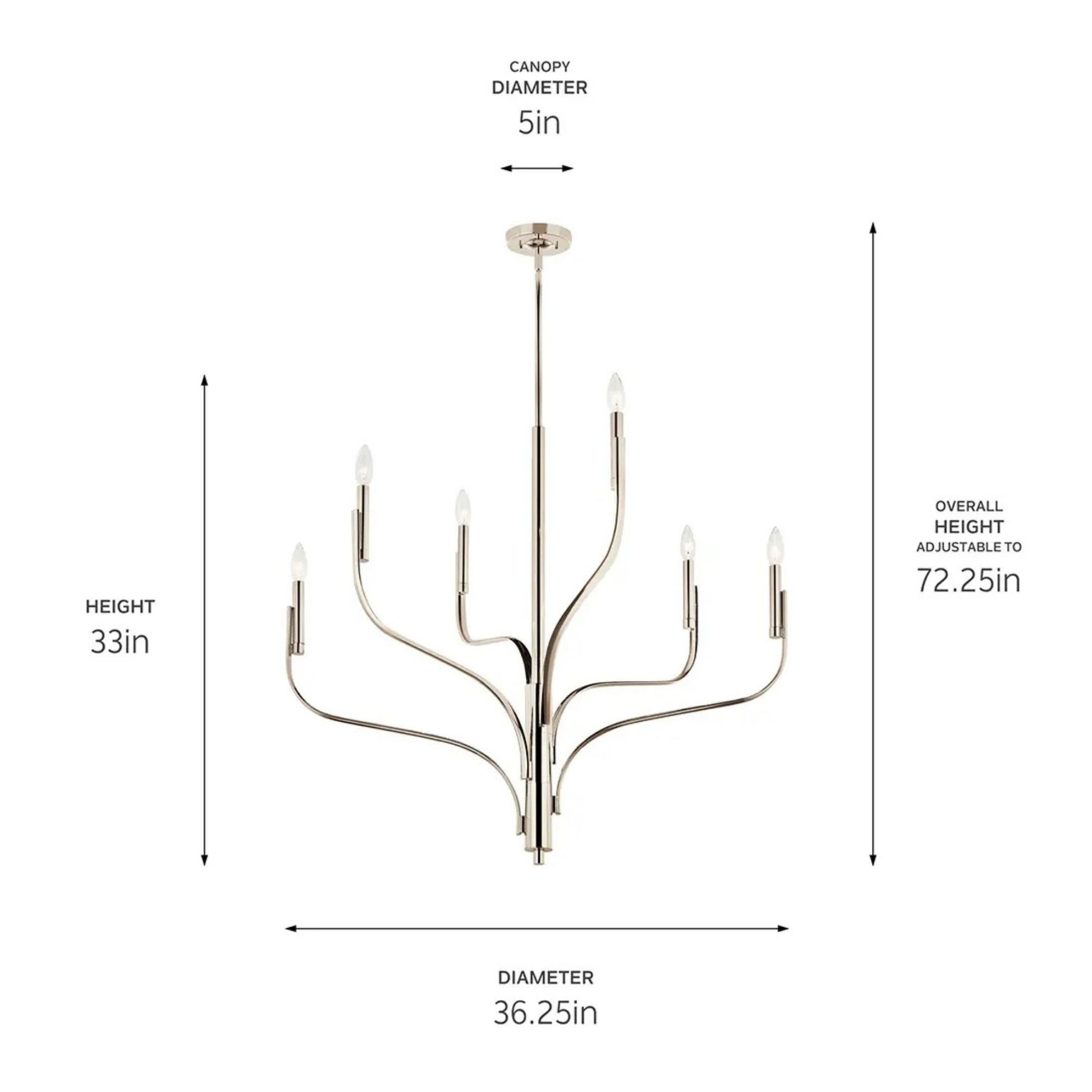 Kichler Lighting - Livadia 36" 6-Light Chandelier, Polished Nickel Finish | Bees Lighting