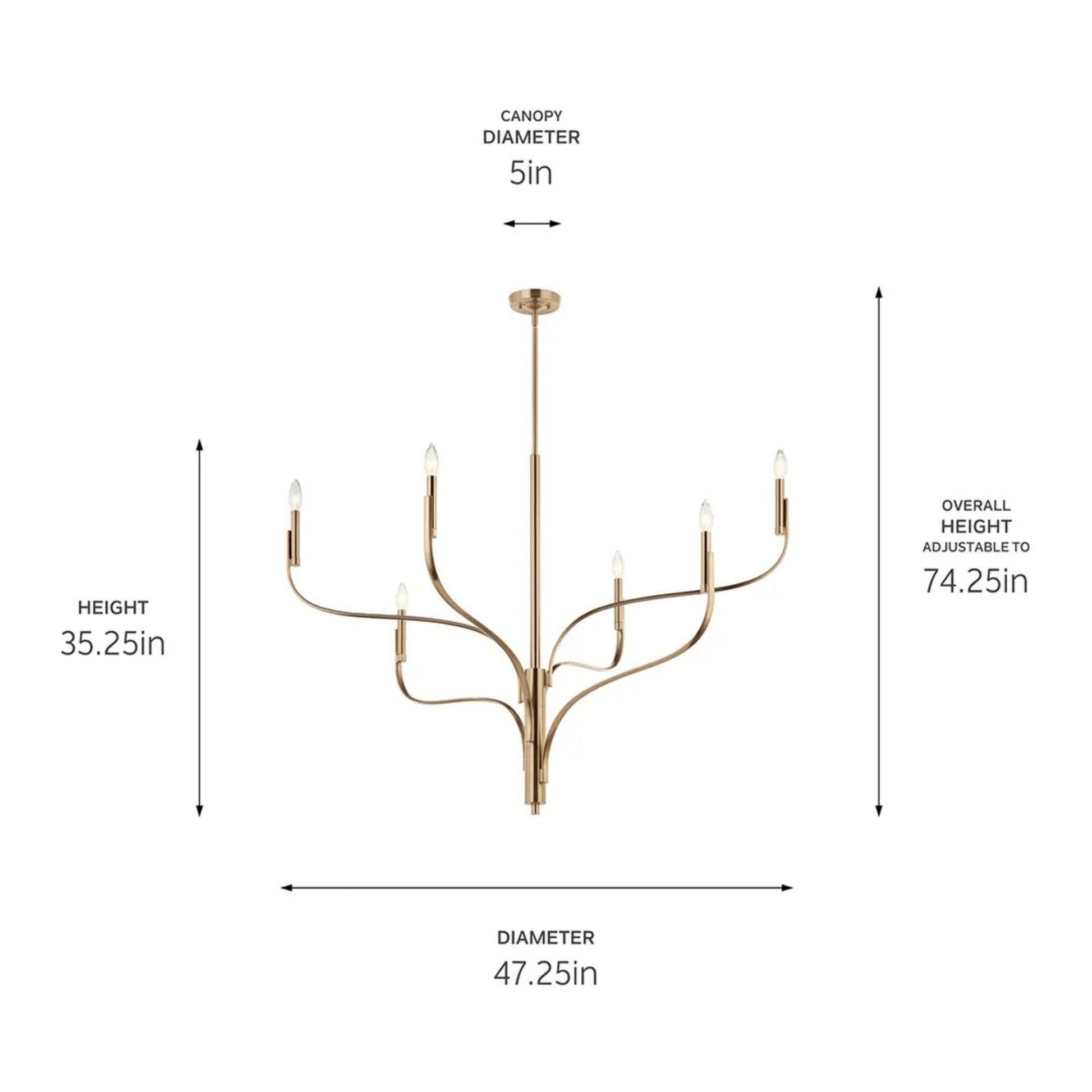 Kichler Lighting - Livadia 47" 6-Light Chandelier, Champagne Bronze Finish | Bees Lighting