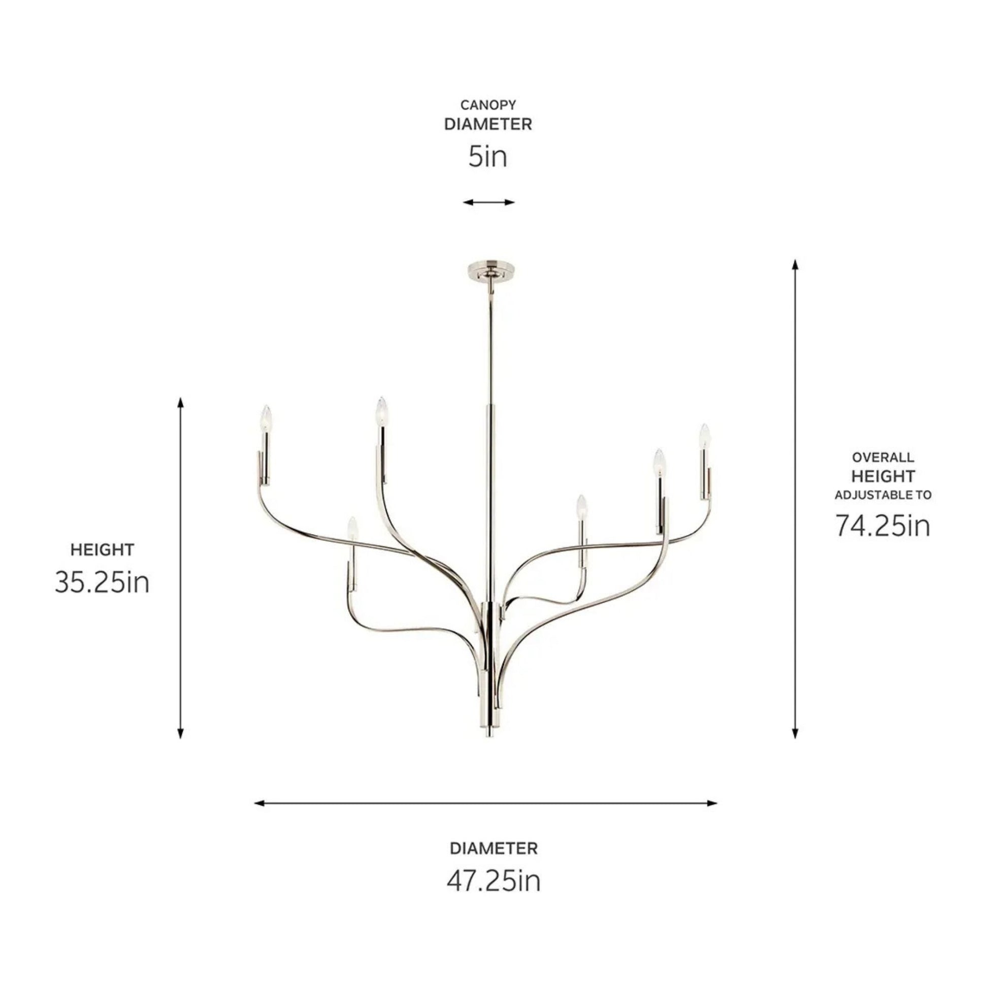 Kichler Lighting - Livadia 47" 6-Light Chandelier, Polished Nickel Finish | Bees Lighting