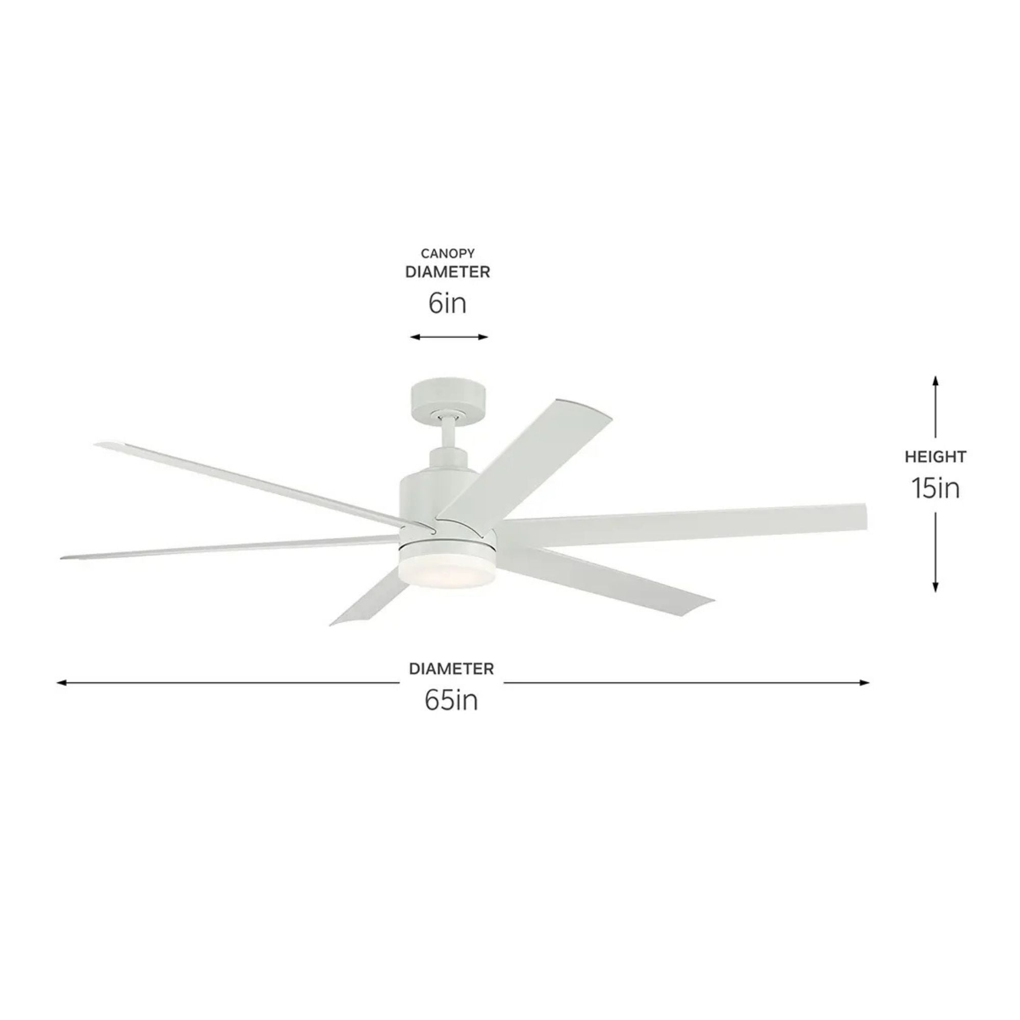 Loa 65" Matte White LED Selectable CCT Ceiling Fan