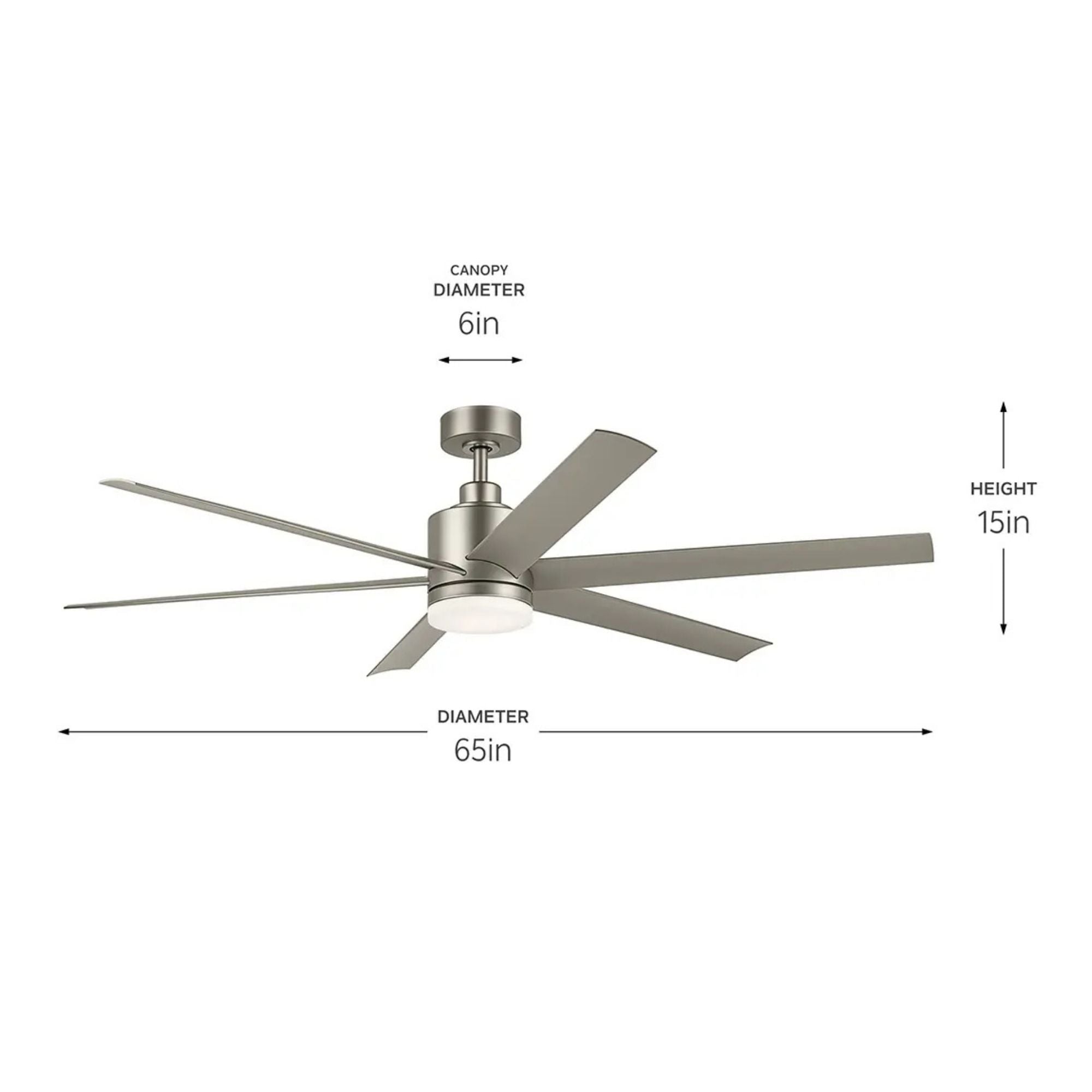 Loa 65" Brushed Nickel LED Selectable CCT Ceiling Fan