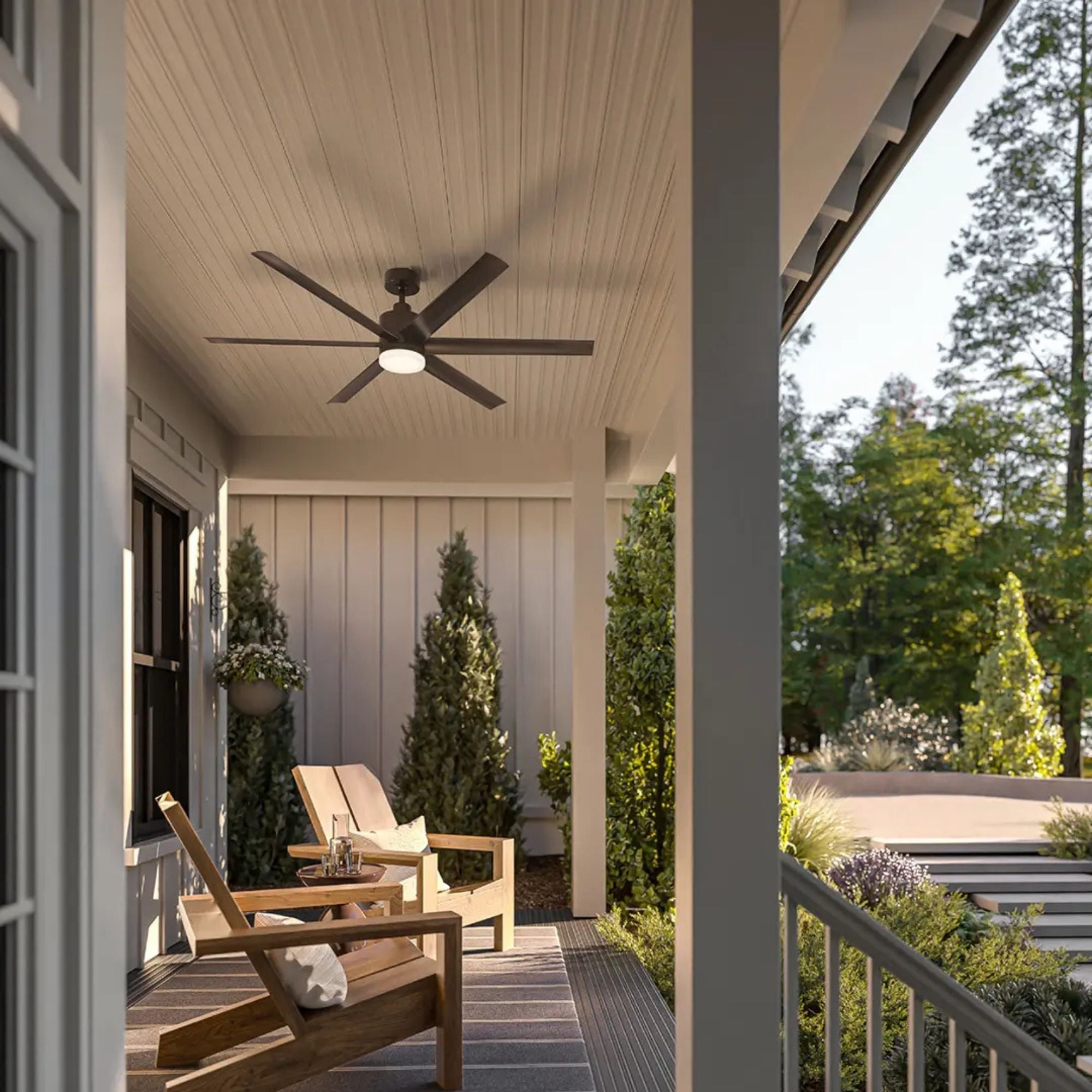 Loa 65" Satin Natural Bronze LED Selectable CCT Ceiling Fan
