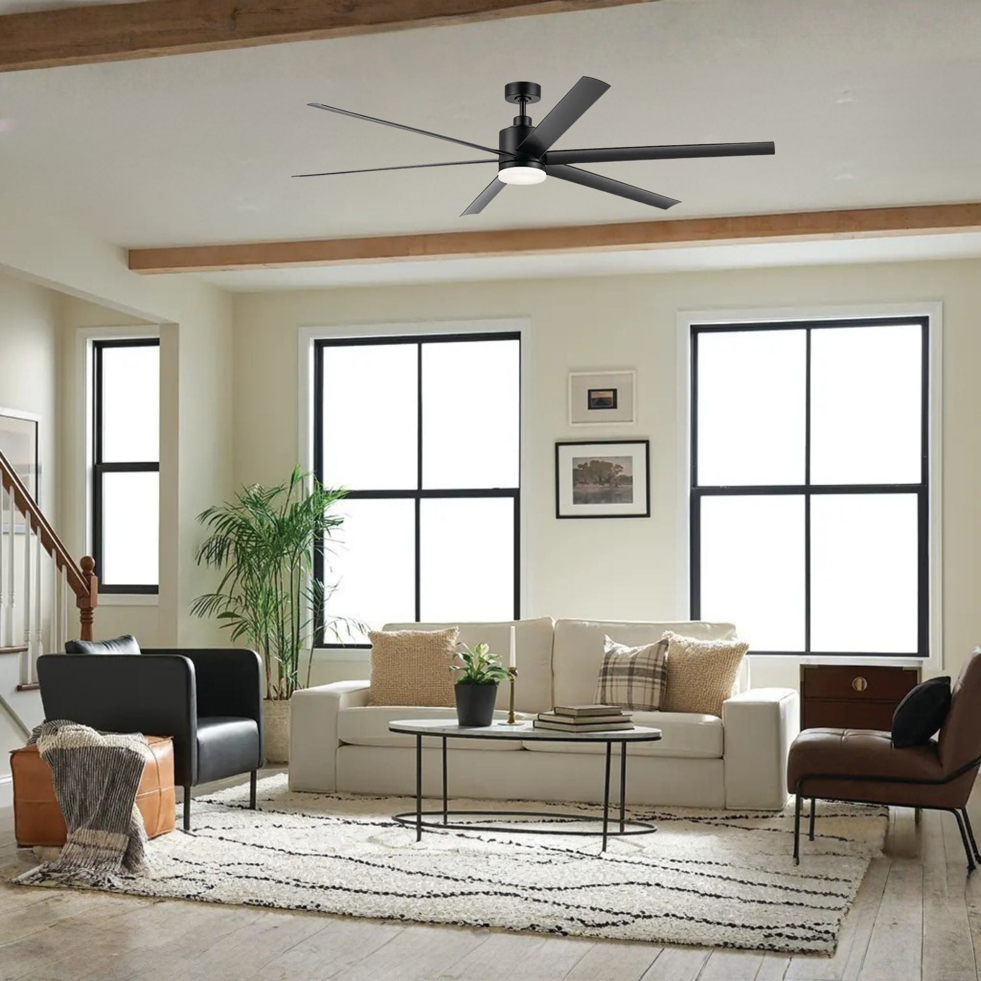 Loa 80" Satin Black LED Selectable CCT Ceiling Fan