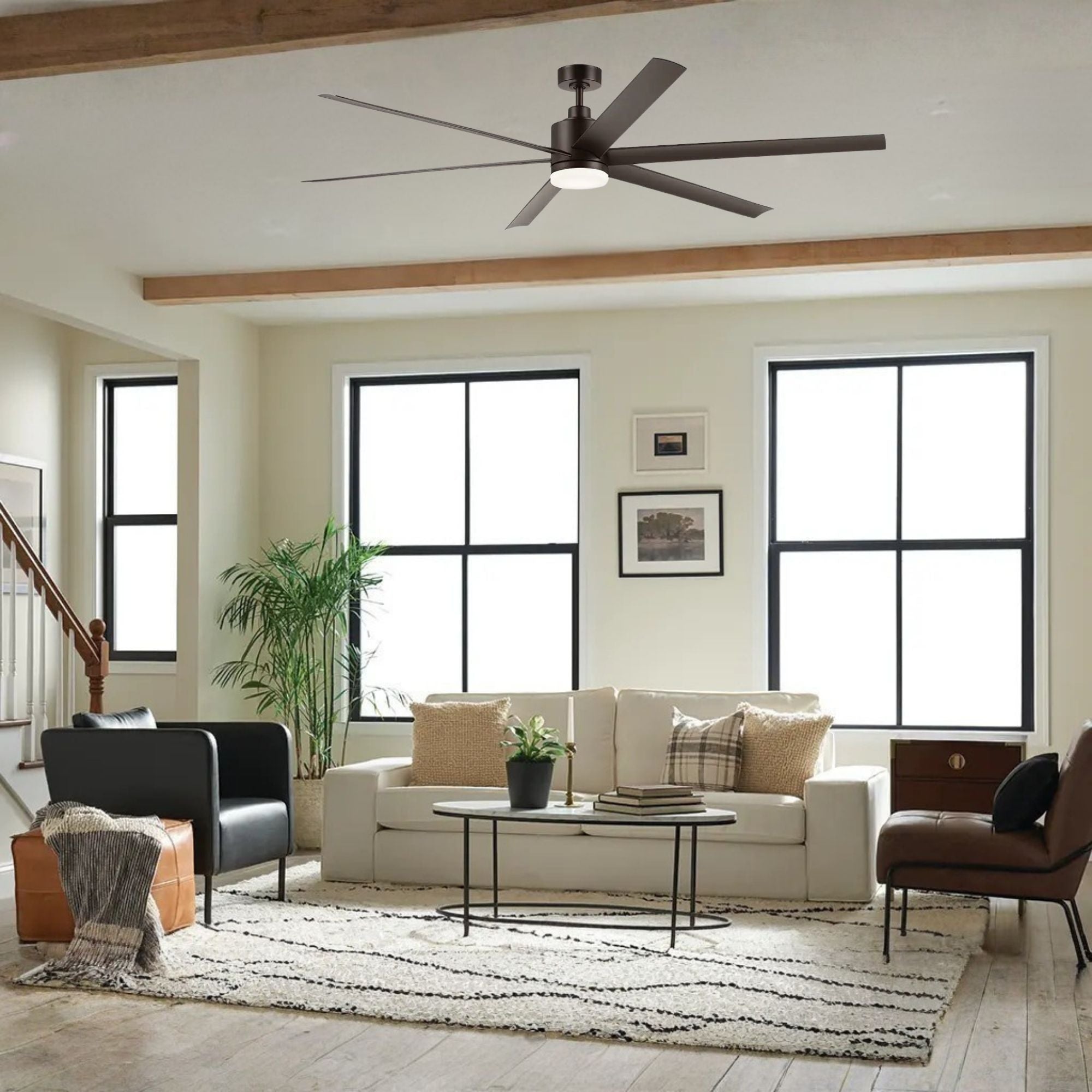 Loa 80" Satin Natural Bronze LED Selectable CCT Ceiling Fan