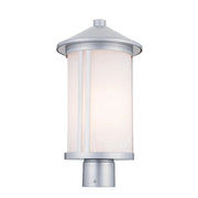 Kichler Lombard 17.25 in. Outdoor Post Light, Brushed Aluminum with Satin Etched Seeded Glass