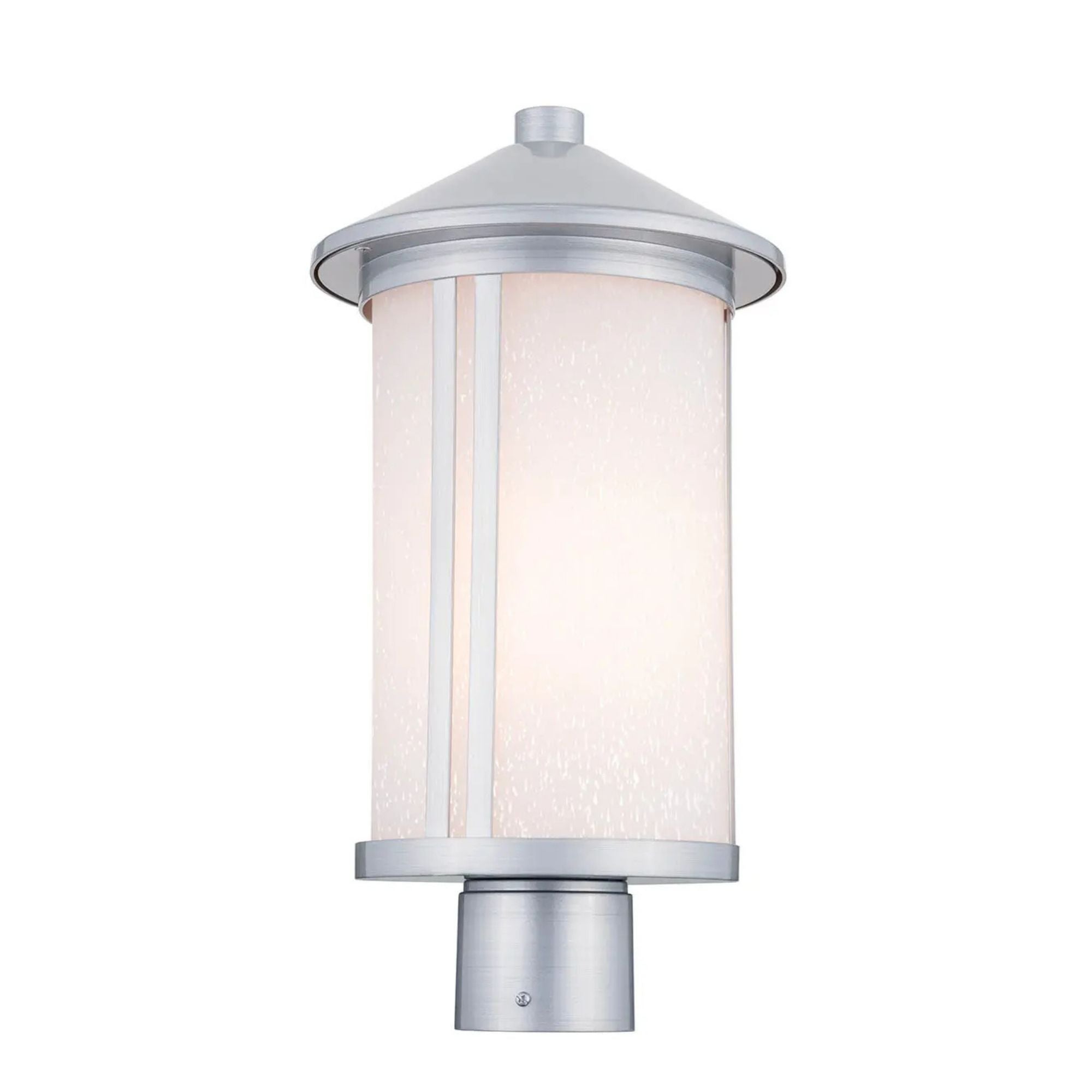 Kichler Lombard 17.25 in. Outdoor Post Light, Brushed Aluminum with Satin Etched Seeded Glass