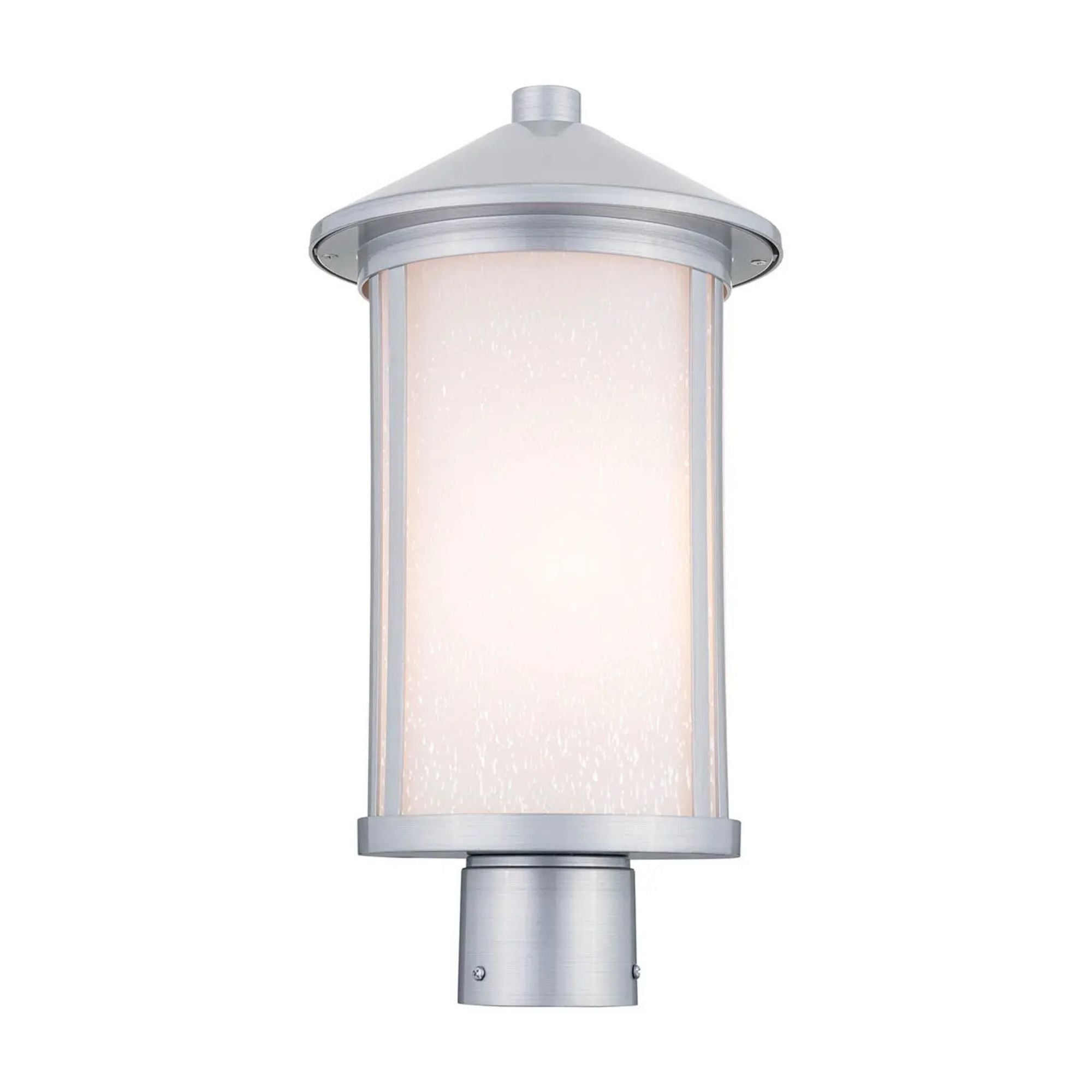 Kichler Lombard 17.25 in. Outdoor Post Light, Brushed Aluminum with Satin Etched Seeded Glass
