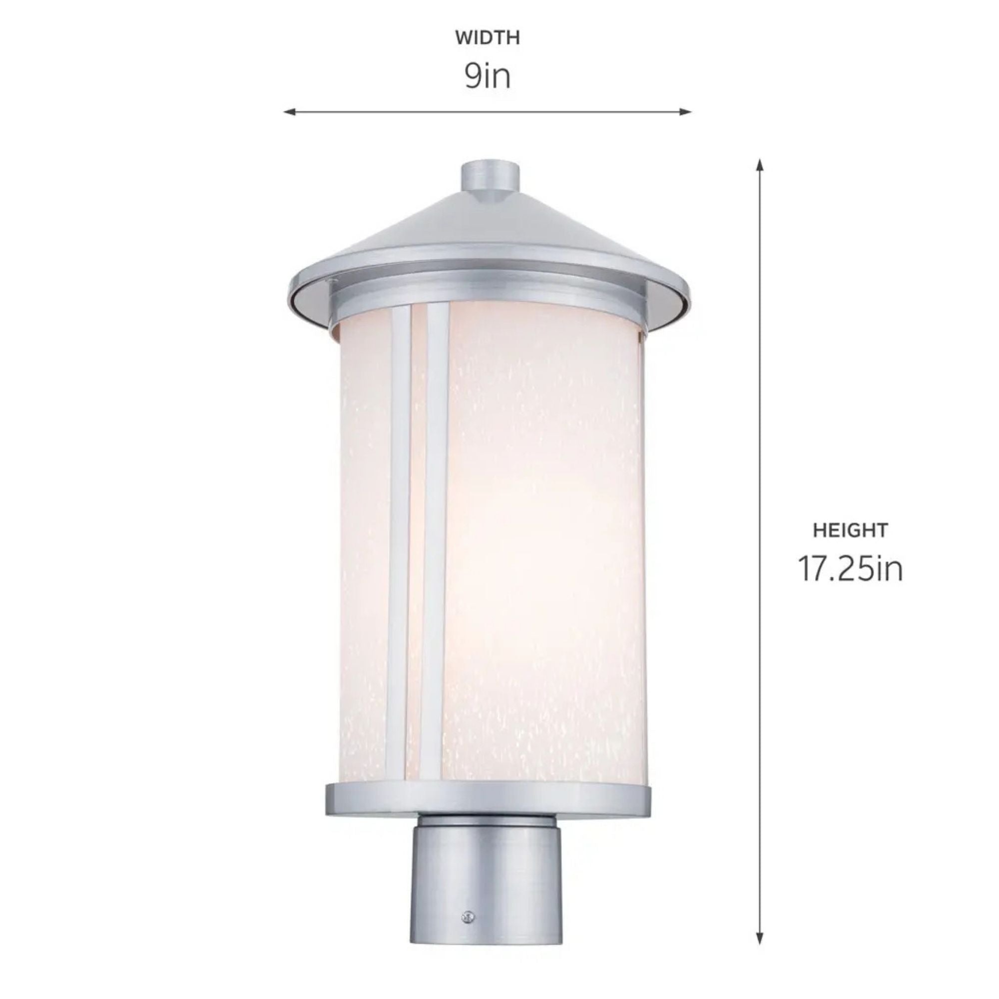 Kichler Lombard 17.25 in. Outdoor Post Light, Brushed Aluminum with Satin Etched Seeded Glass