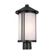 Kichler Lombard 17.25 in. Outdoor Post Lantern, Black with Satin Etched Seeded Glass