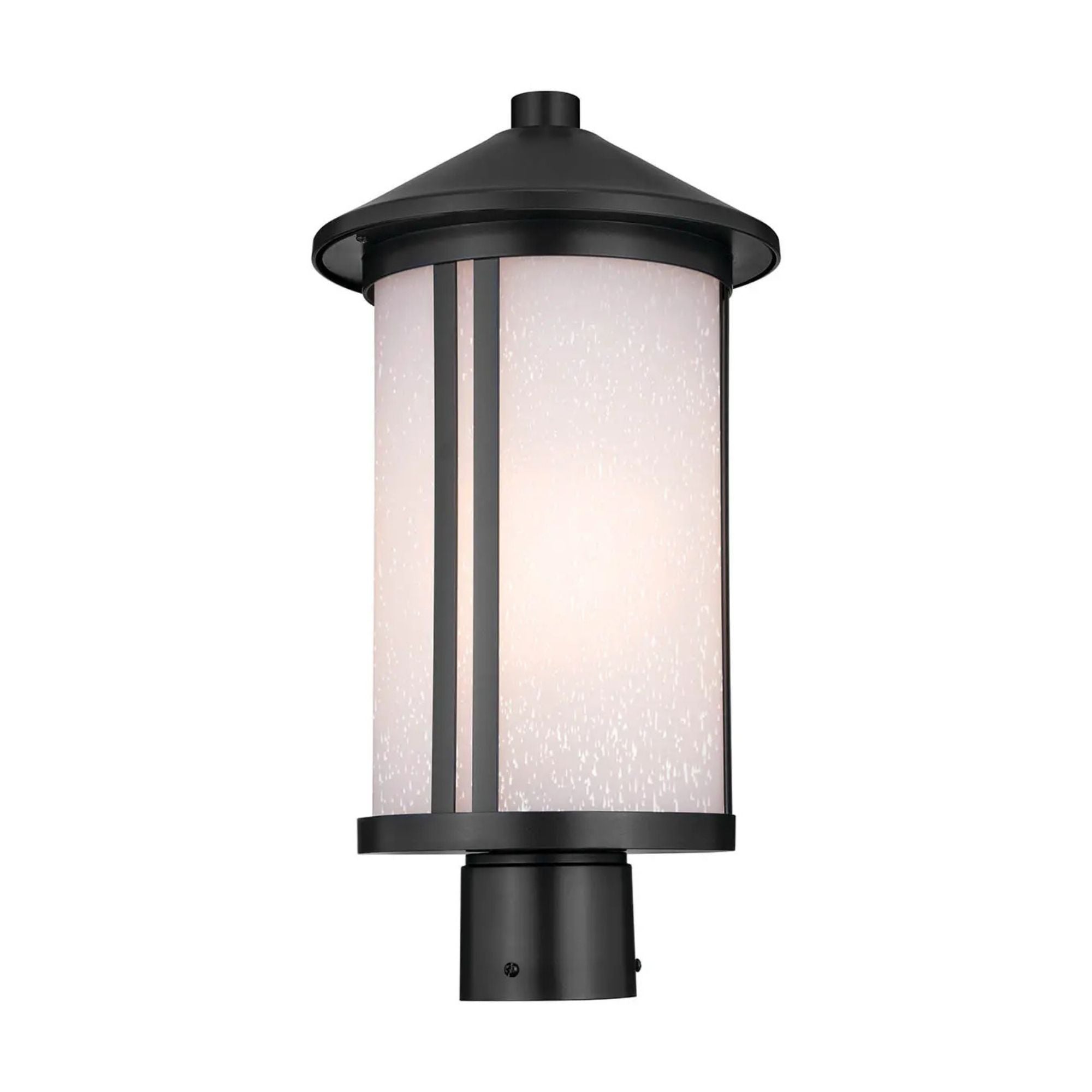 Kichler Lombard 17.25 in. Outdoor Post Lantern, Black with Satin Etched Seeded Glass