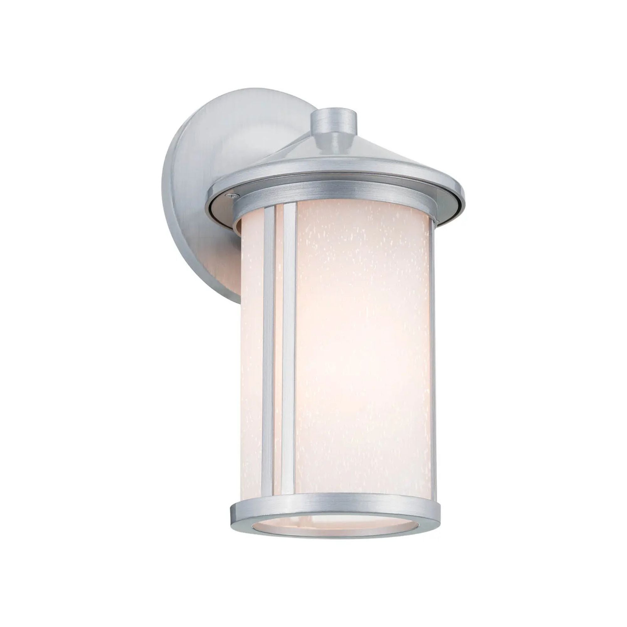 Kichler Lombard 10.5in Outdoor Sconce, Brushed Aluminum with Satin Etched Seeded Glass
