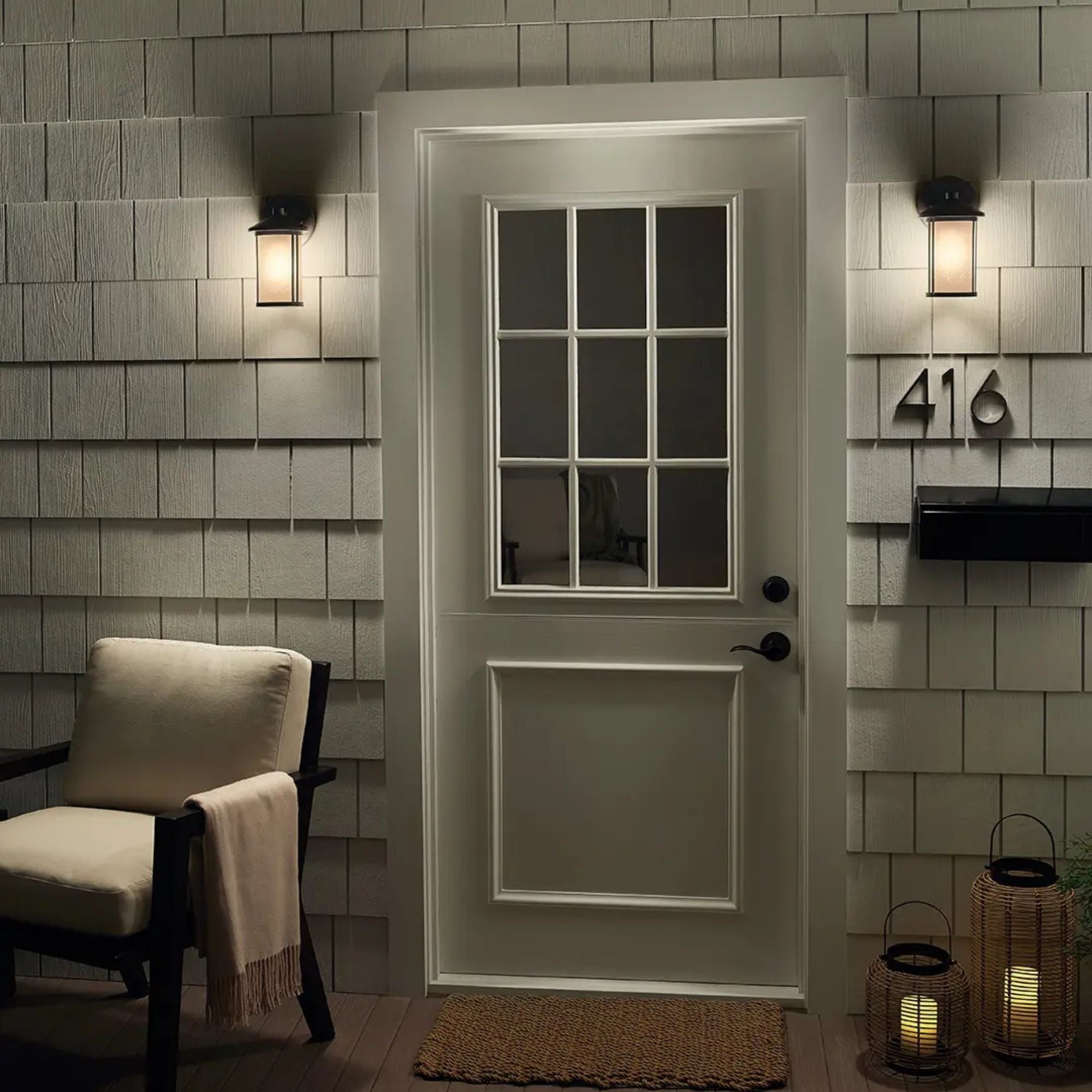 Kichler Lombard 10.5in Outdoor Sconce, Brushed Aluminum with Satin Etched Seeded Glass