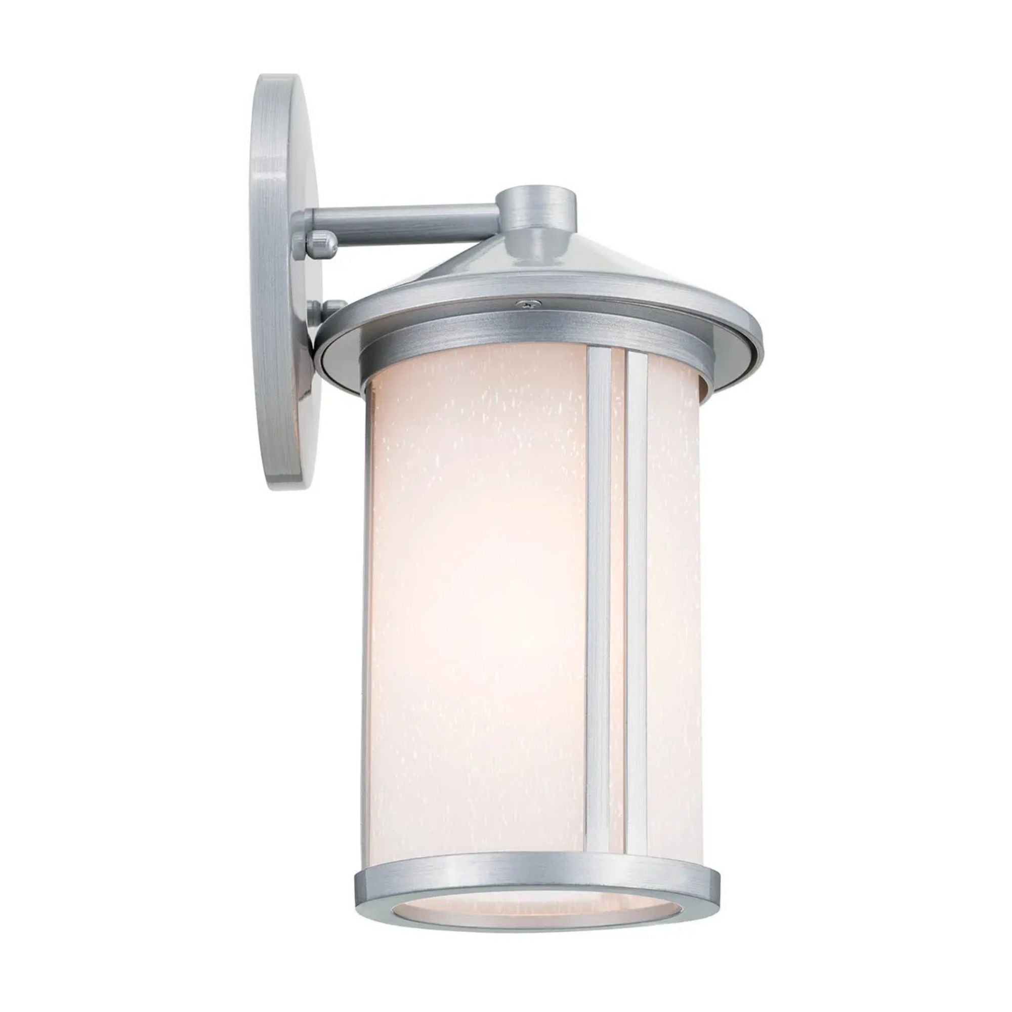 Kichler Lombard 10.5in Outdoor Sconce, Brushed Aluminum with Satin Etched Seeded Glass