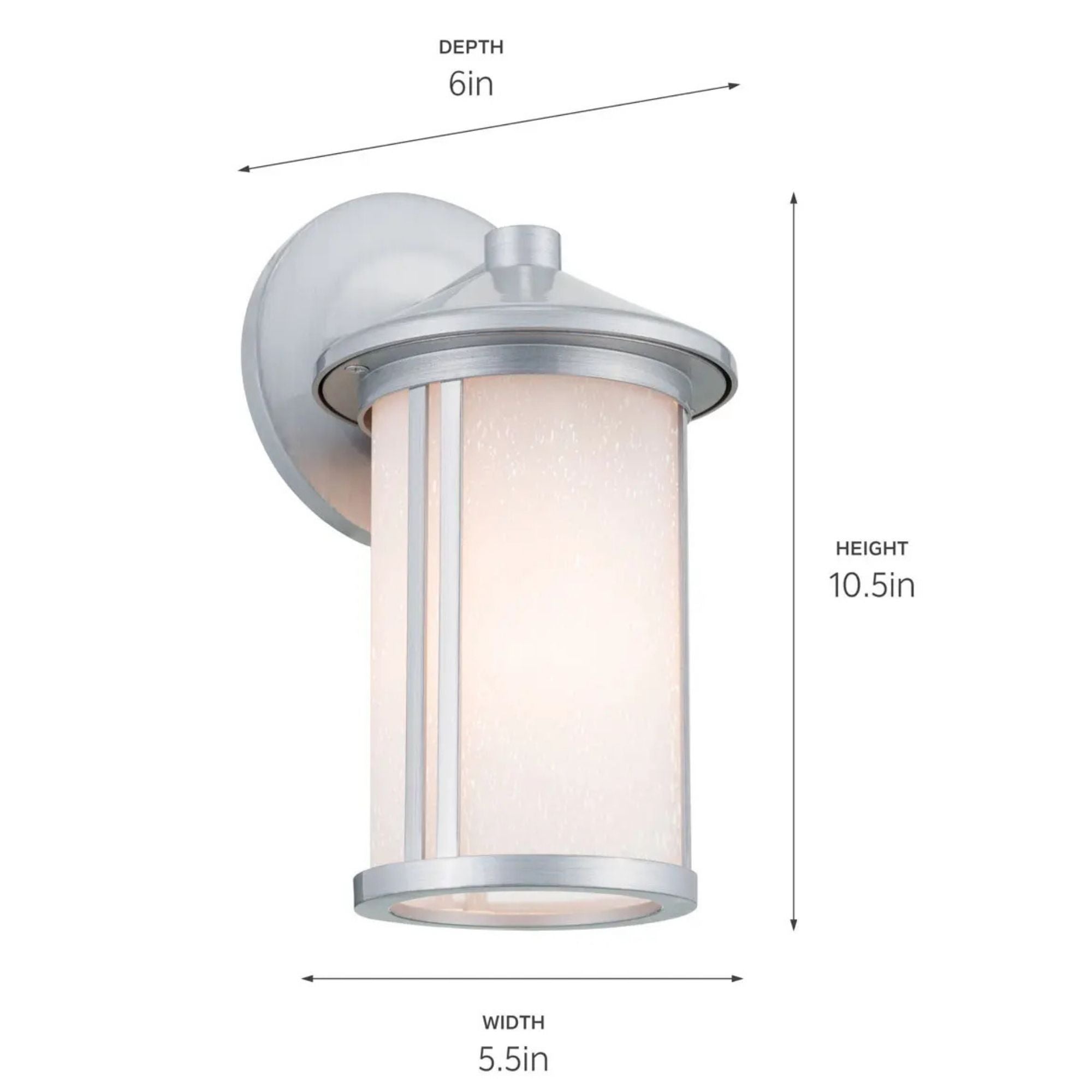 Kichler Lombard 10.5in Outdoor Sconce, Brushed Aluminum with Satin Etched Seeded Glass