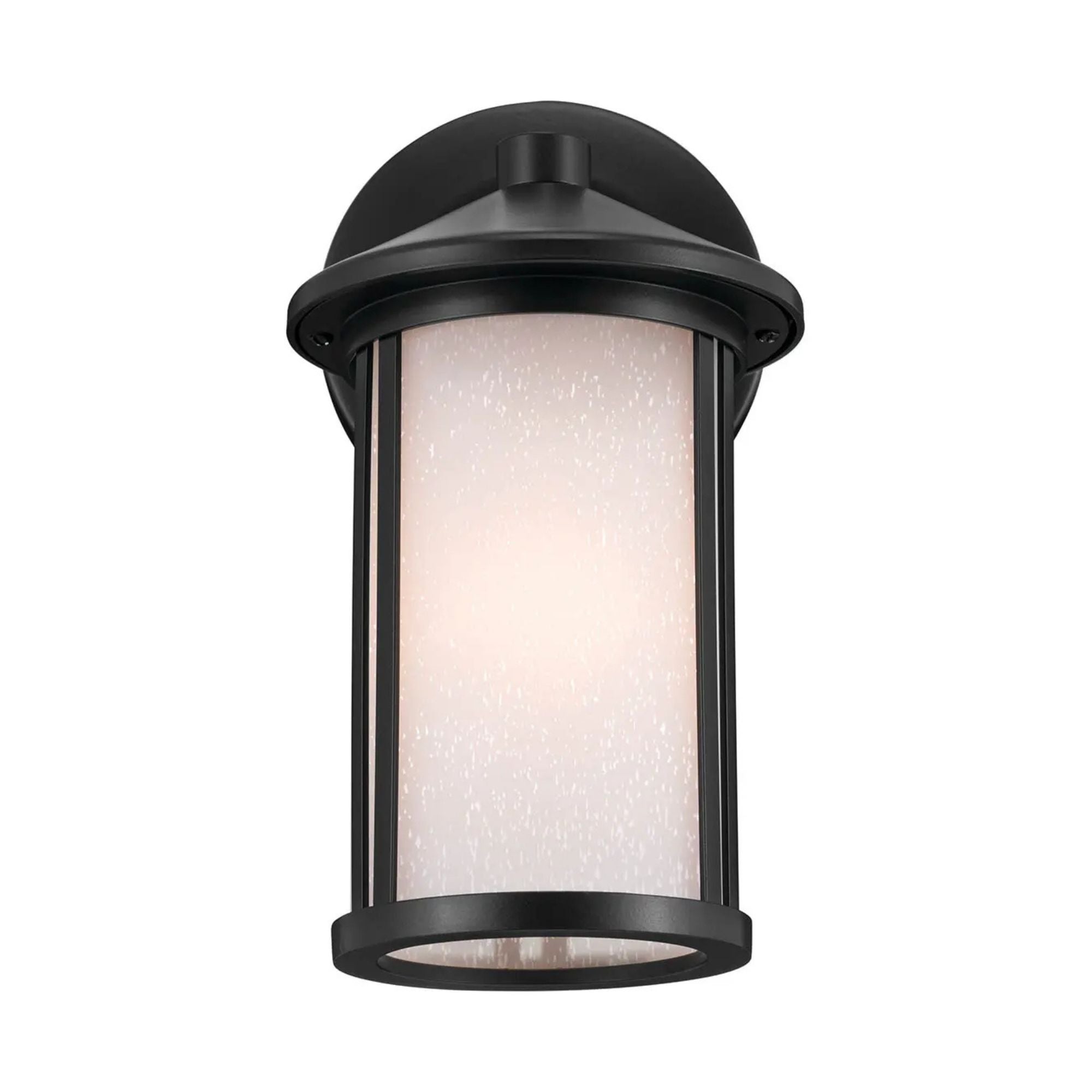 Kichler Lombard 10.5 in. Outdoor Sconce, Black with Satin Etched Seeded Glass