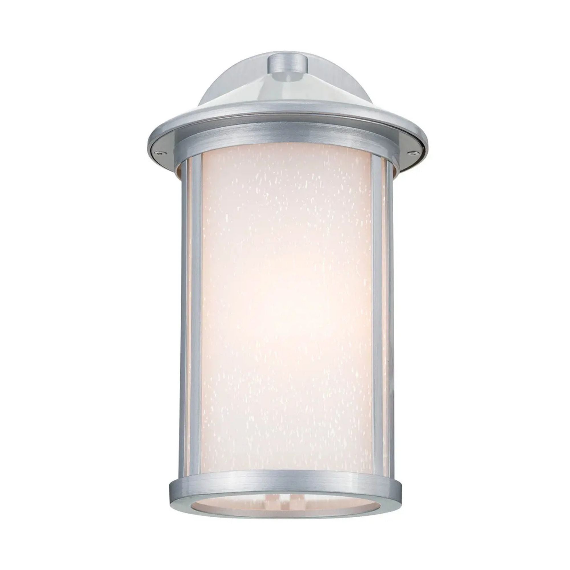 Kichler Lombard 12.75in Outdoor Sconce, Brushed Aluminum with Satin Etched Seeded Glass