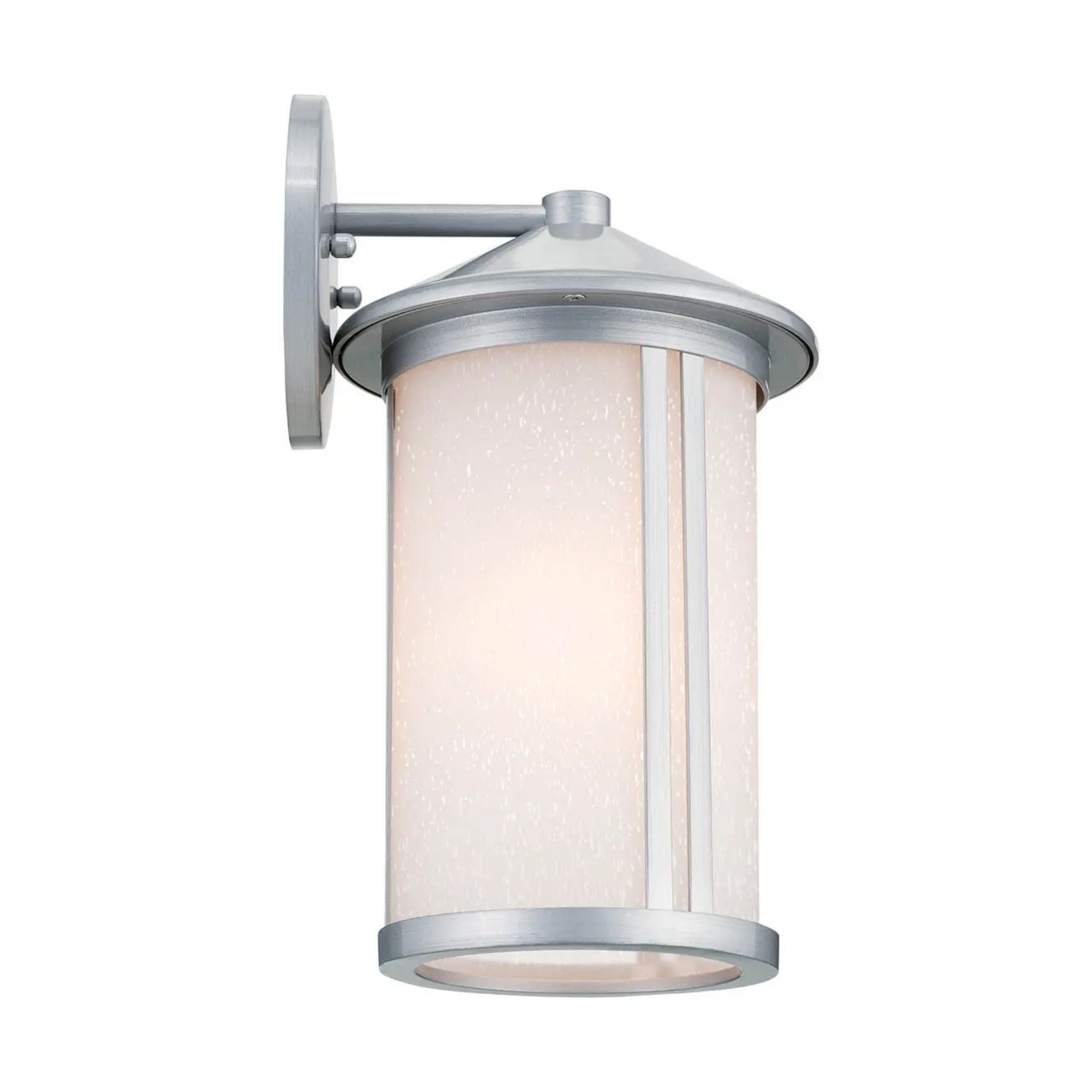 Kichler Lombard 12.75in Outdoor Sconce, Brushed Aluminum with Satin Etched Seeded Glass