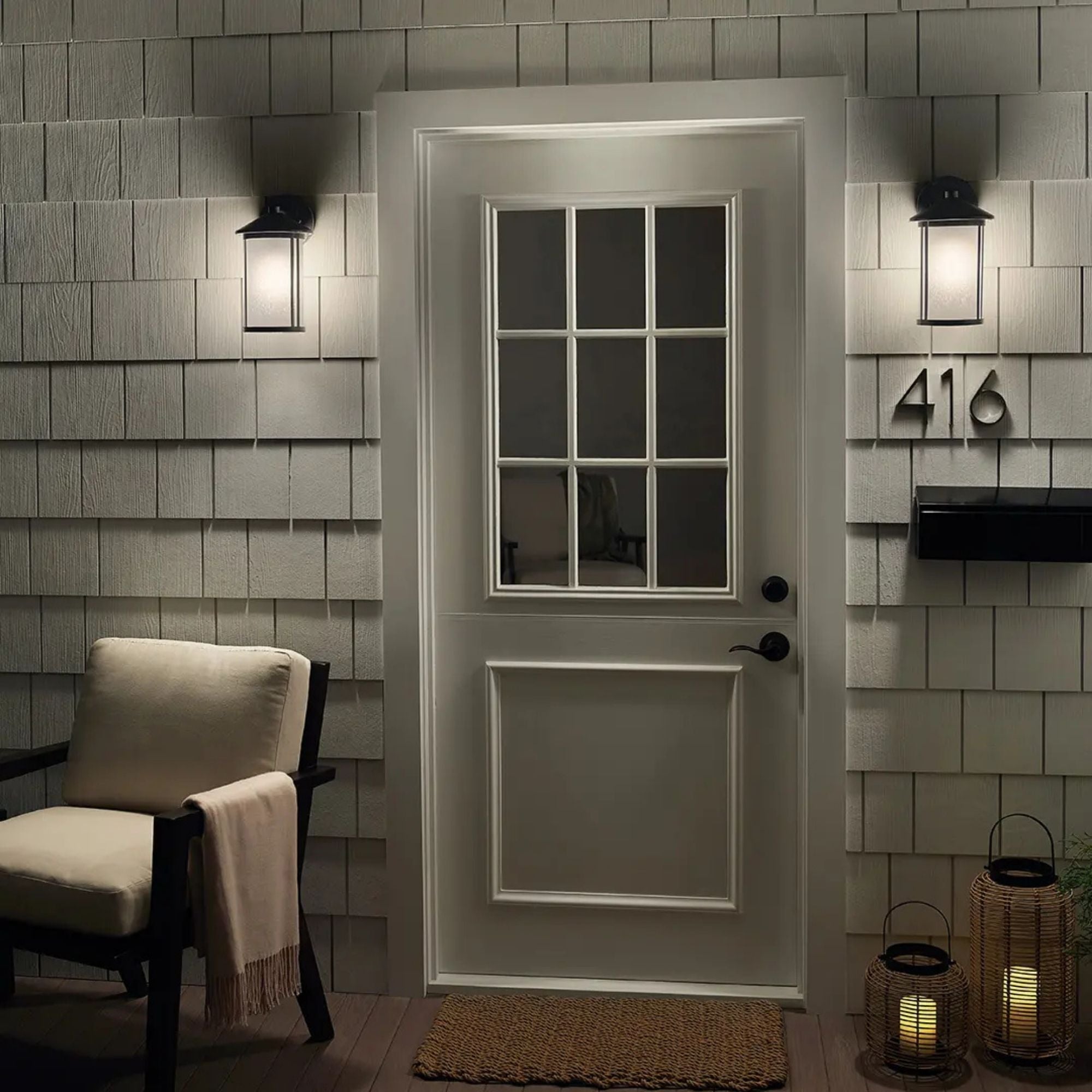 Kichler Lombard 12.75in Outdoor Sconce, Brushed Aluminum with Satin Etched Seeded Glass