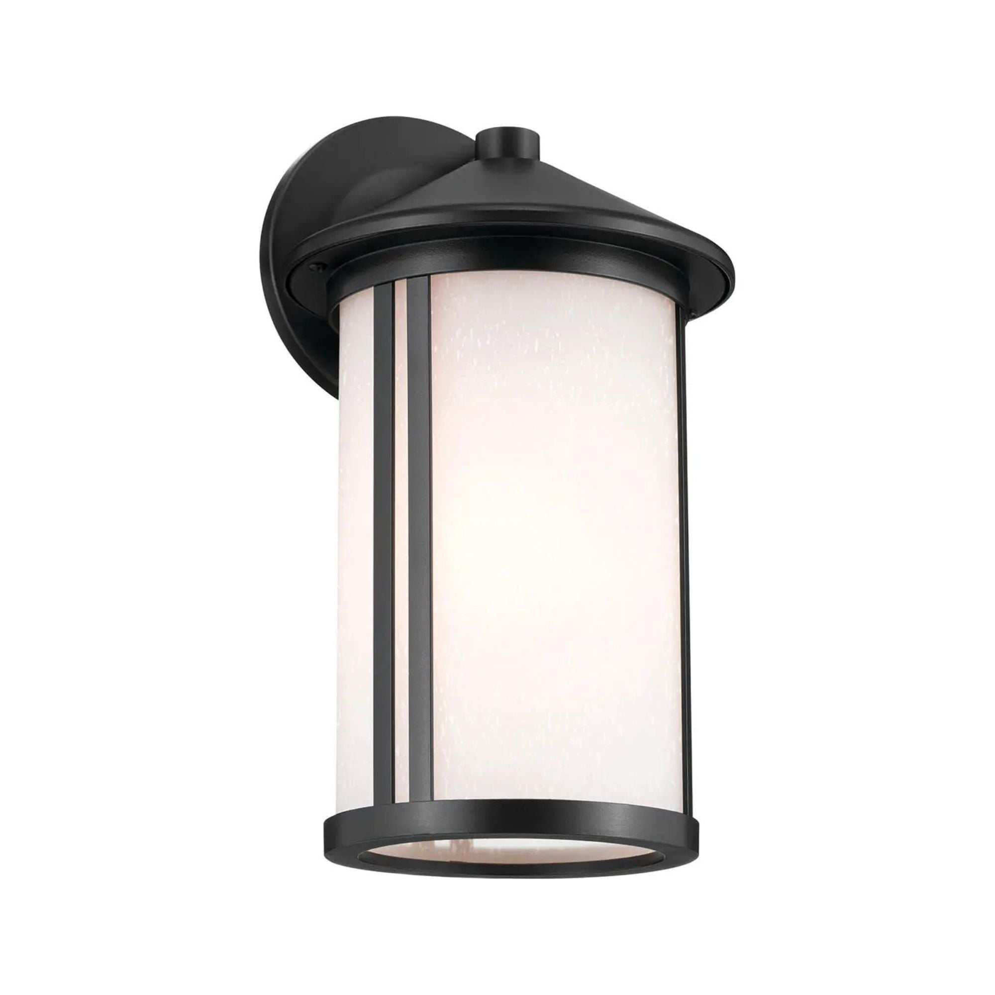 Kichler Lombard 12.75 in. Outdoor Sconce, Black with Satin Etched Seeded Glass