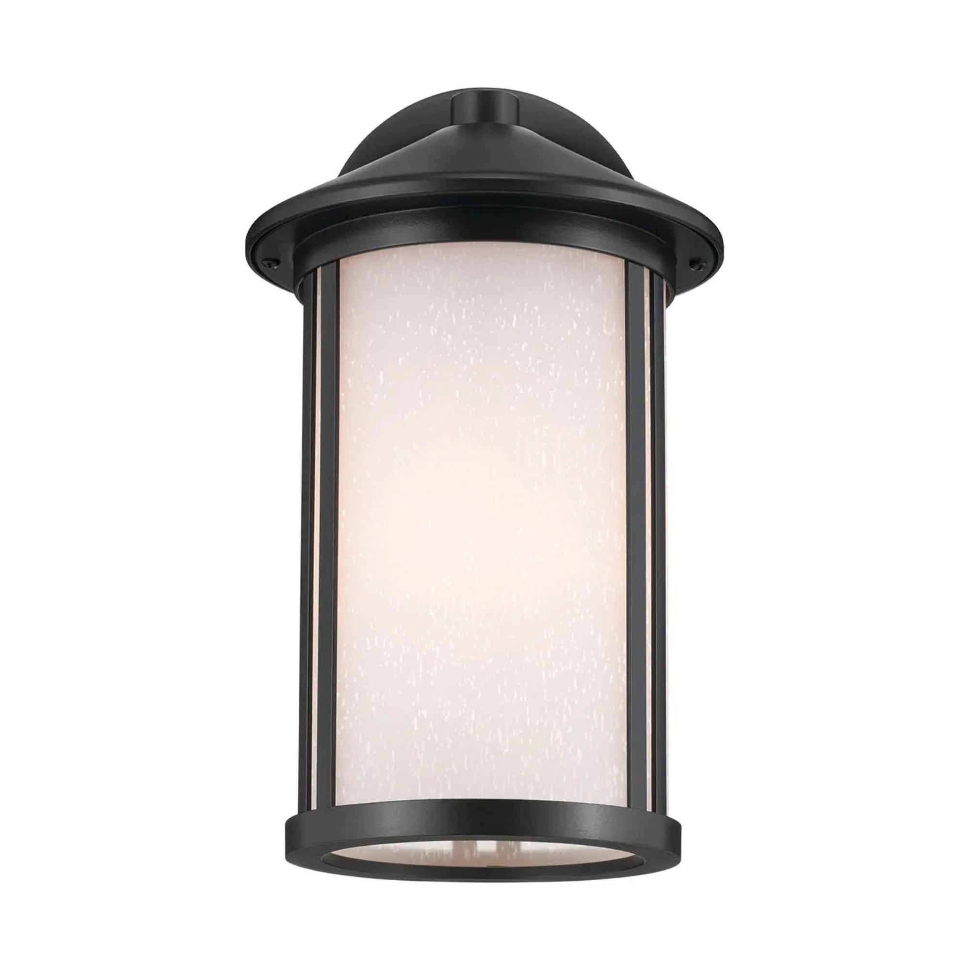 Kichler Lombard 12.75 in. Outdoor Sconce, Black with Satin Etched Seeded Glass