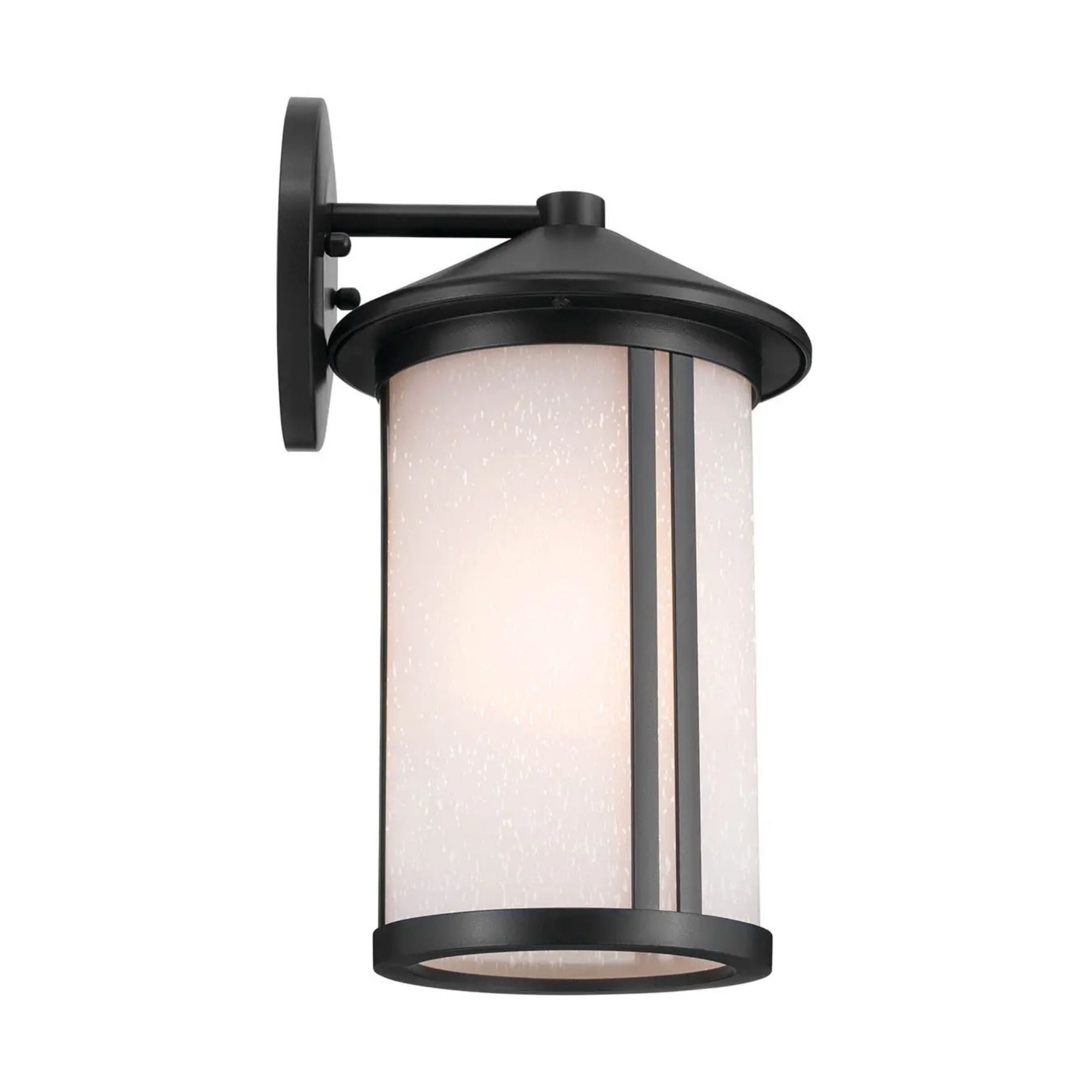 Kichler Lombard 12.75 in. Outdoor Sconce, Black with Satin Etched Seeded Glass
