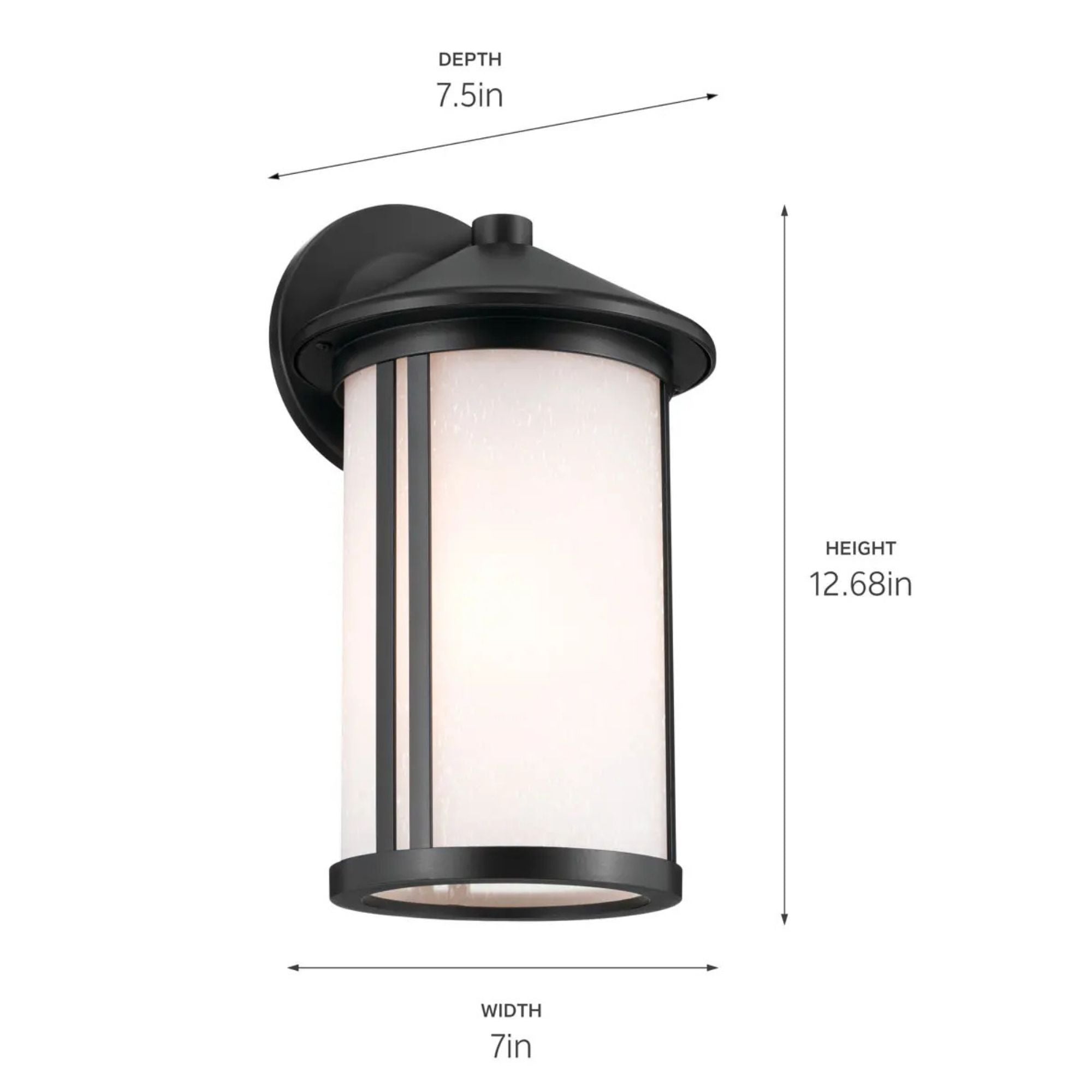 Kichler Lombard 12.75 in. Outdoor Sconce, Black with Satin Etched Seeded Glass