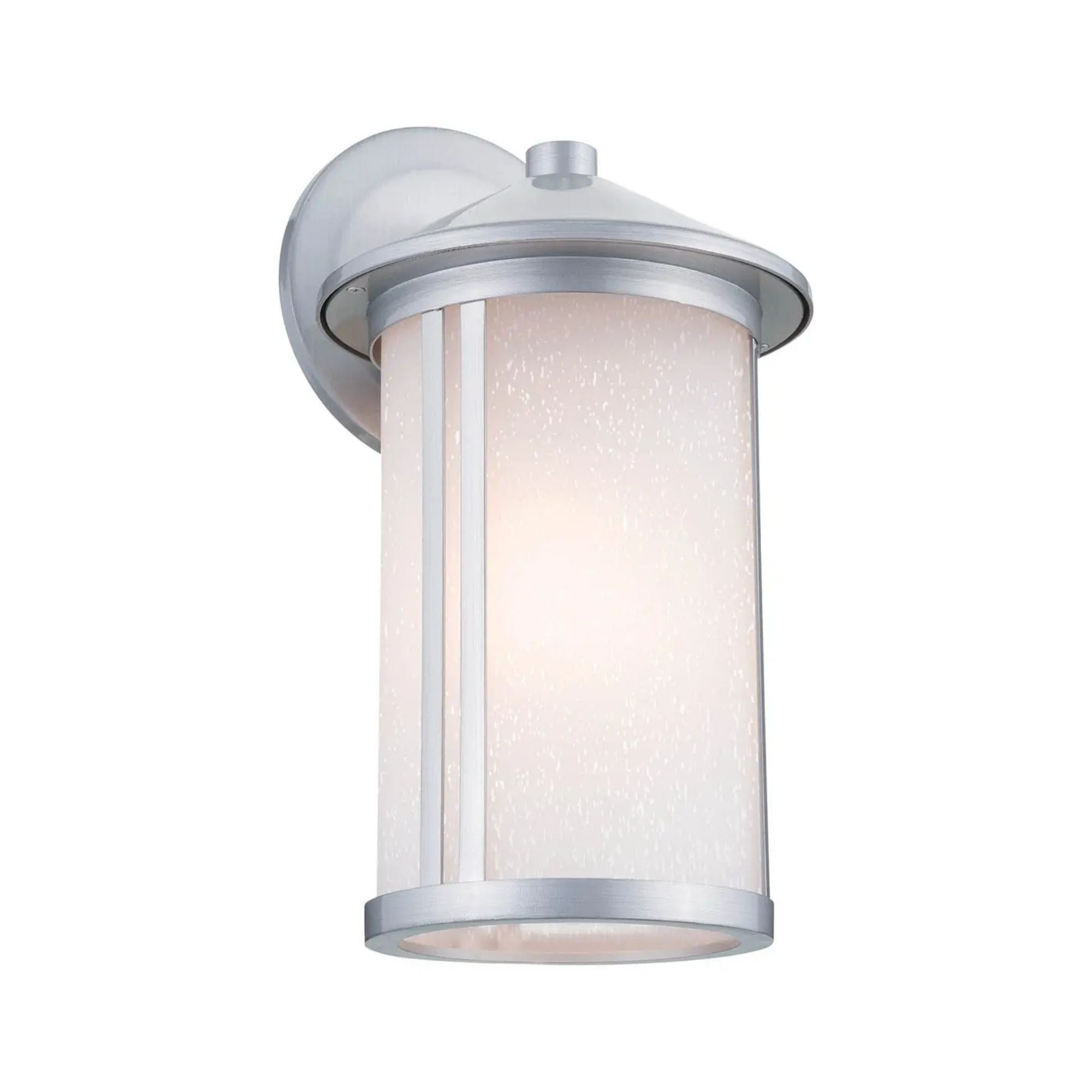 Kichler Lombard 16.5 in. Outdoor Sconce, Brushed Aluminum with Satin Etched Seeded Glass
